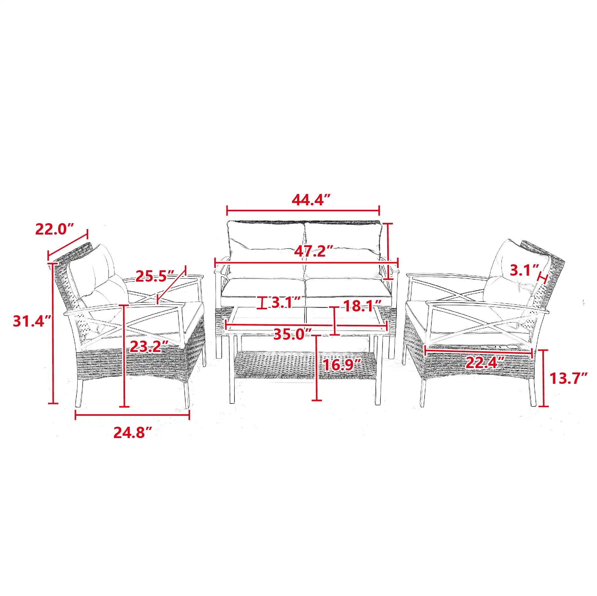 Patio 4 piece sectional | Outdoor Sofa Set - Best Buy Furniture