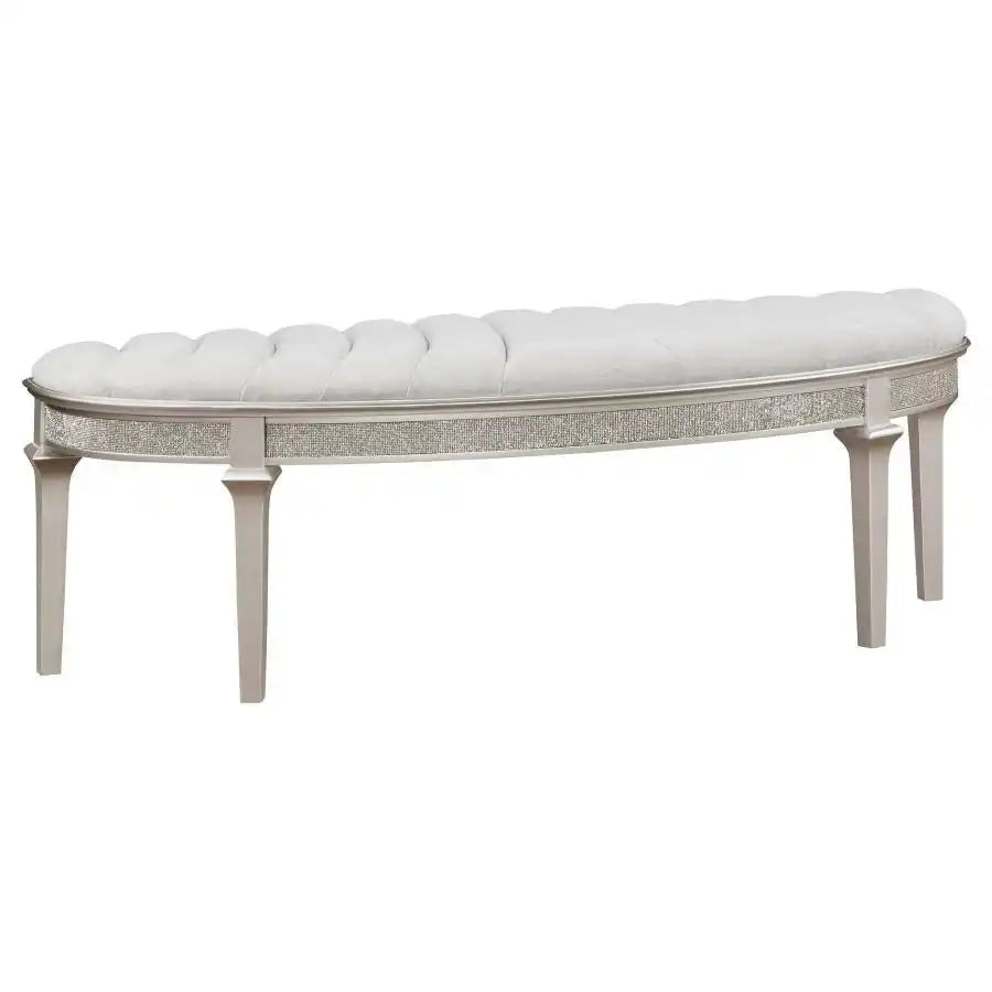 Evangeline - Curved Fabric Upholstered Bench - Silver Oak - Best Buy Furniture