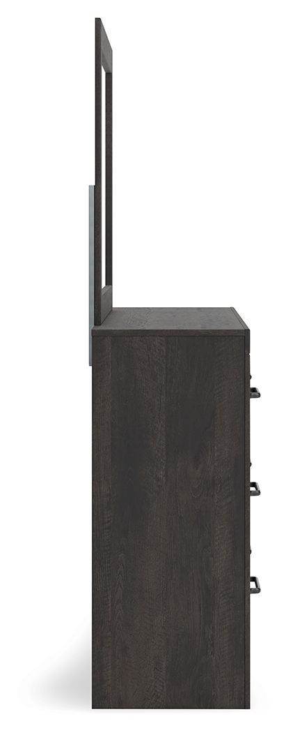 Hollivern - Dresser And Mirror - Dark Gray - Best Buy Furniture