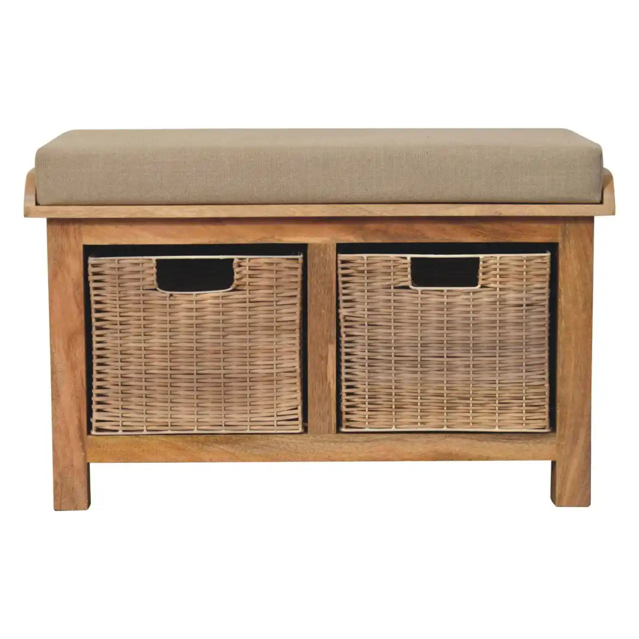 Rattan Basket Linen Bench - Brown - Best Buy Furniture