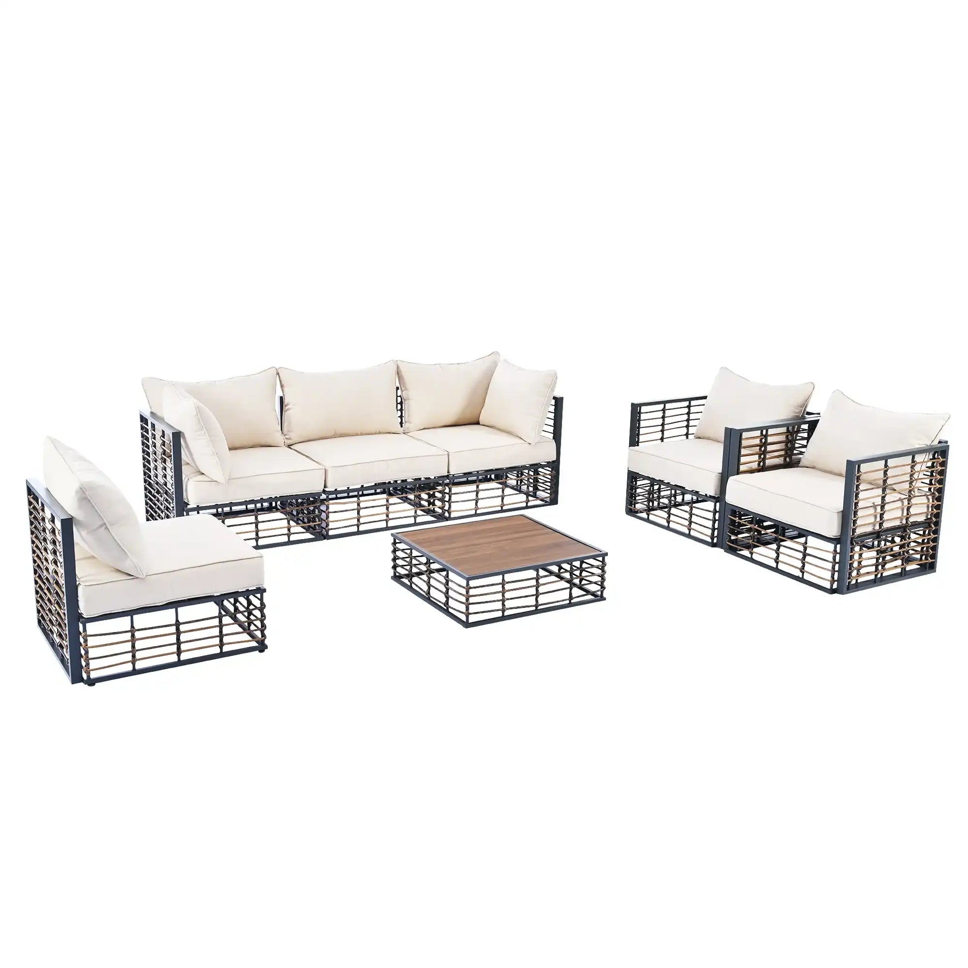 TOPMAX Modern 7-Piece Outdoor Modular Sectional Sofa Set - Best Buy Furniture
