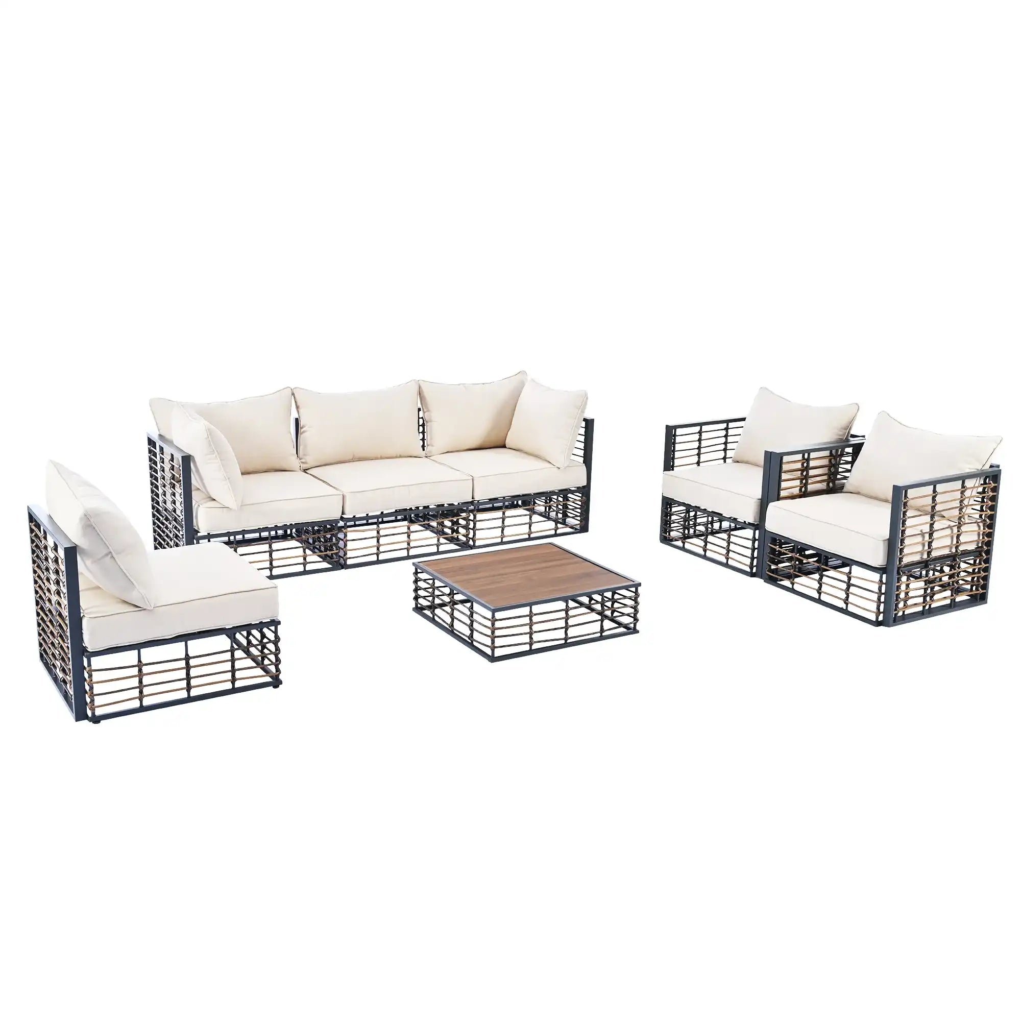 TOPMAX Modern 7-Piece Outdoor Modular Sectional Sofa Set - Best Buy Furniture