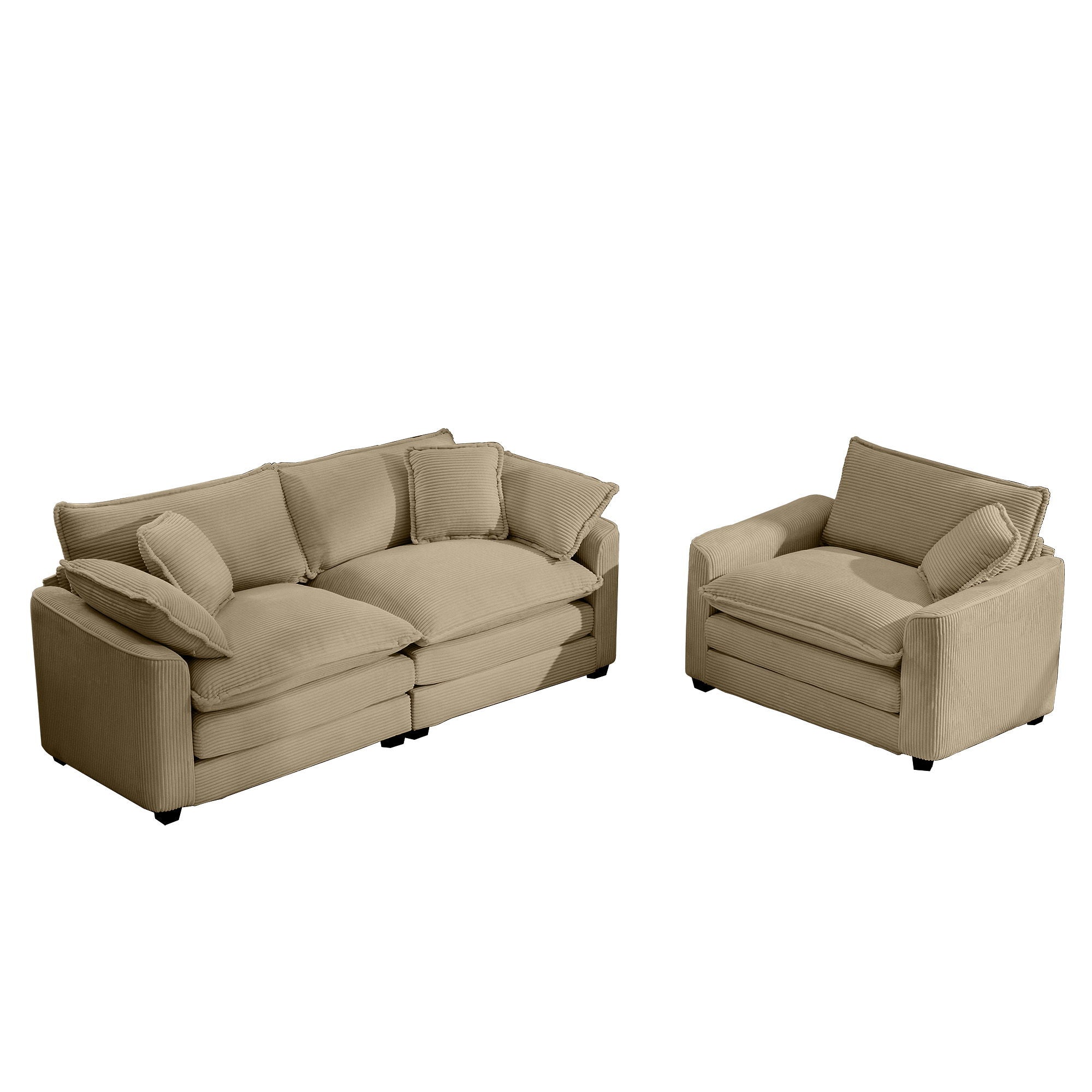 Elegant Corduroy Oversized Sectional Sofa Set With Deep Seats And Flexible Layout - Best Buy Furniture