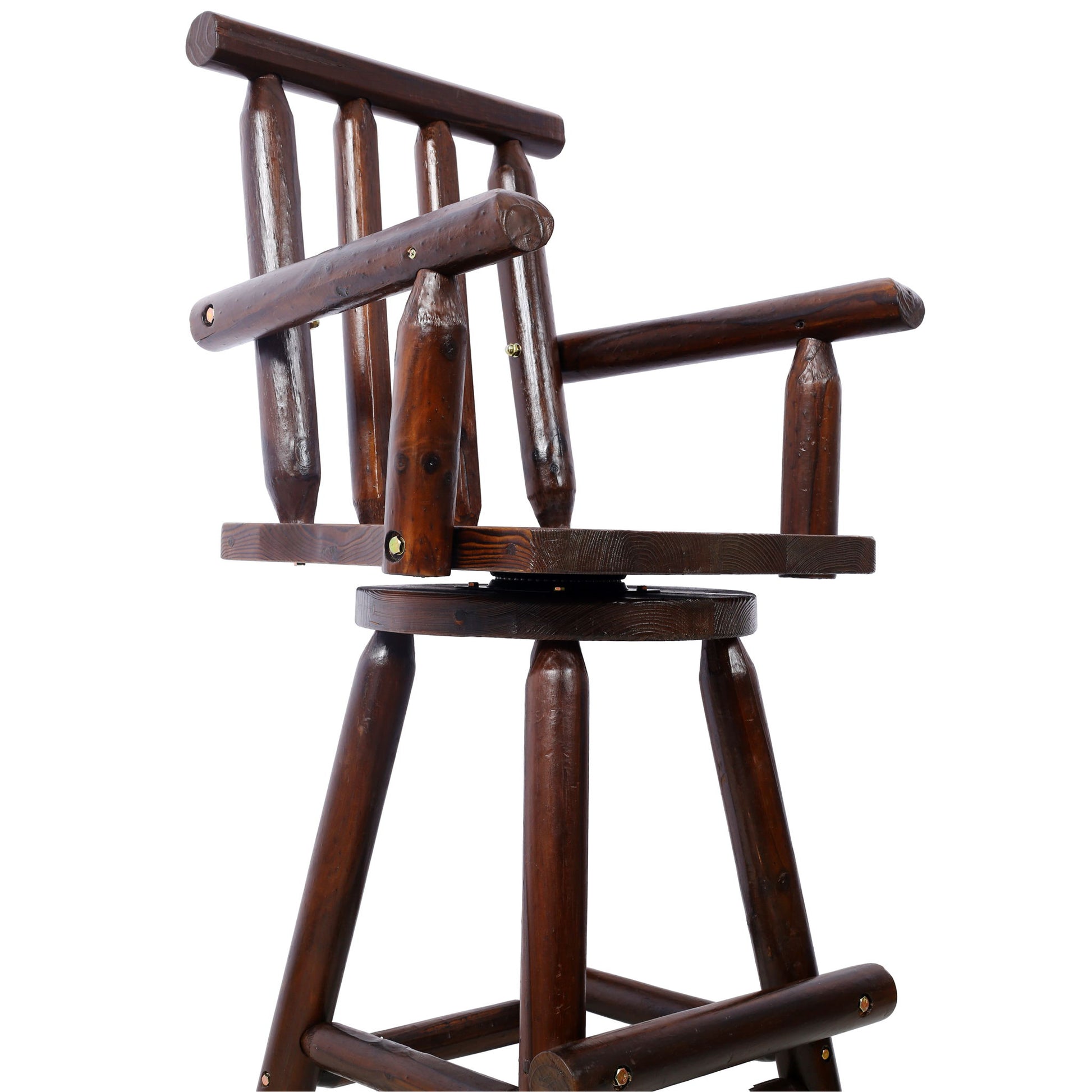 Rustic Bar Stool, Fir Wood Construction, Wide Armrest - Best Buy Furniture