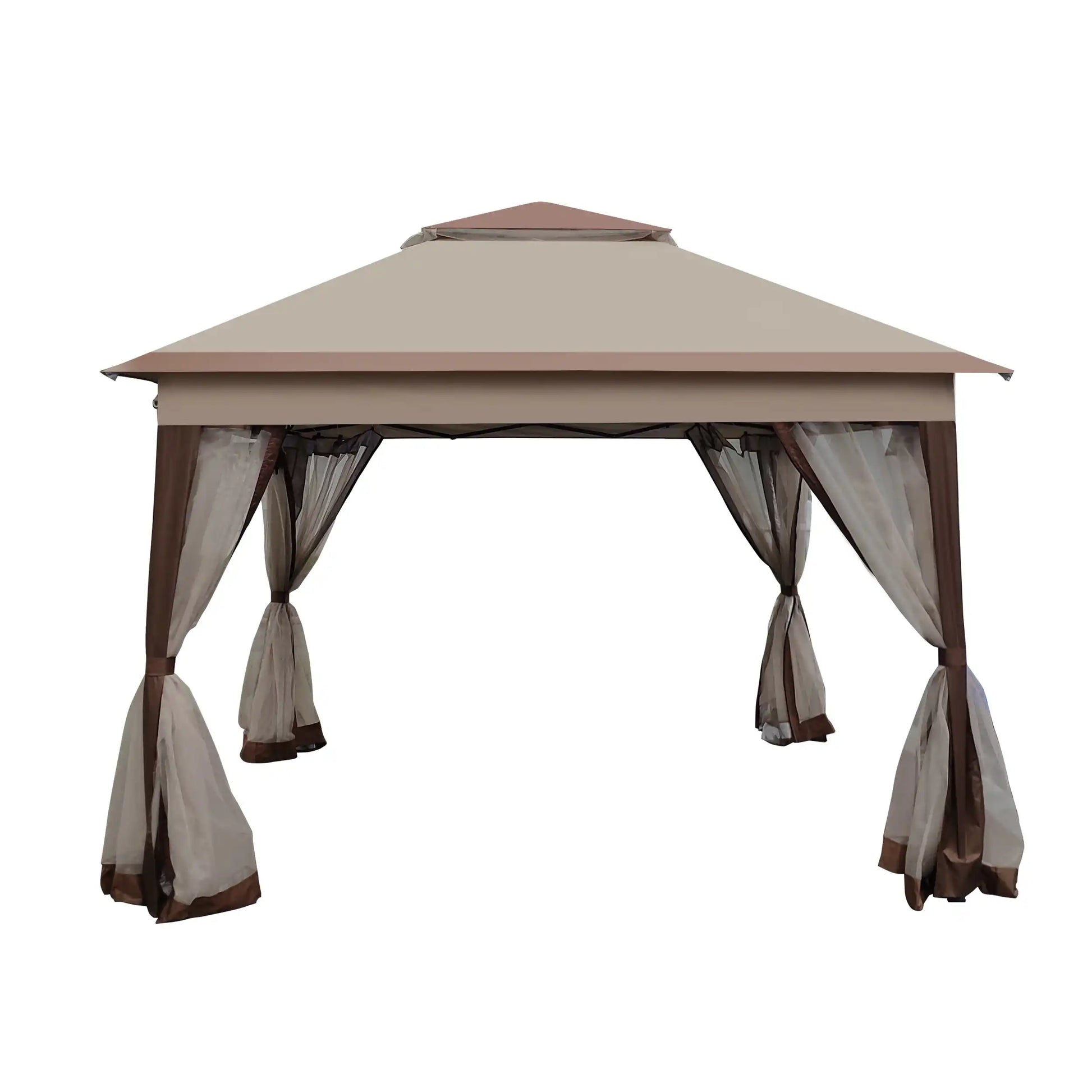 11x11 Ft Pop Up Gazebo Canopy with Removable Netting, Coffee - Best Buy Furniture