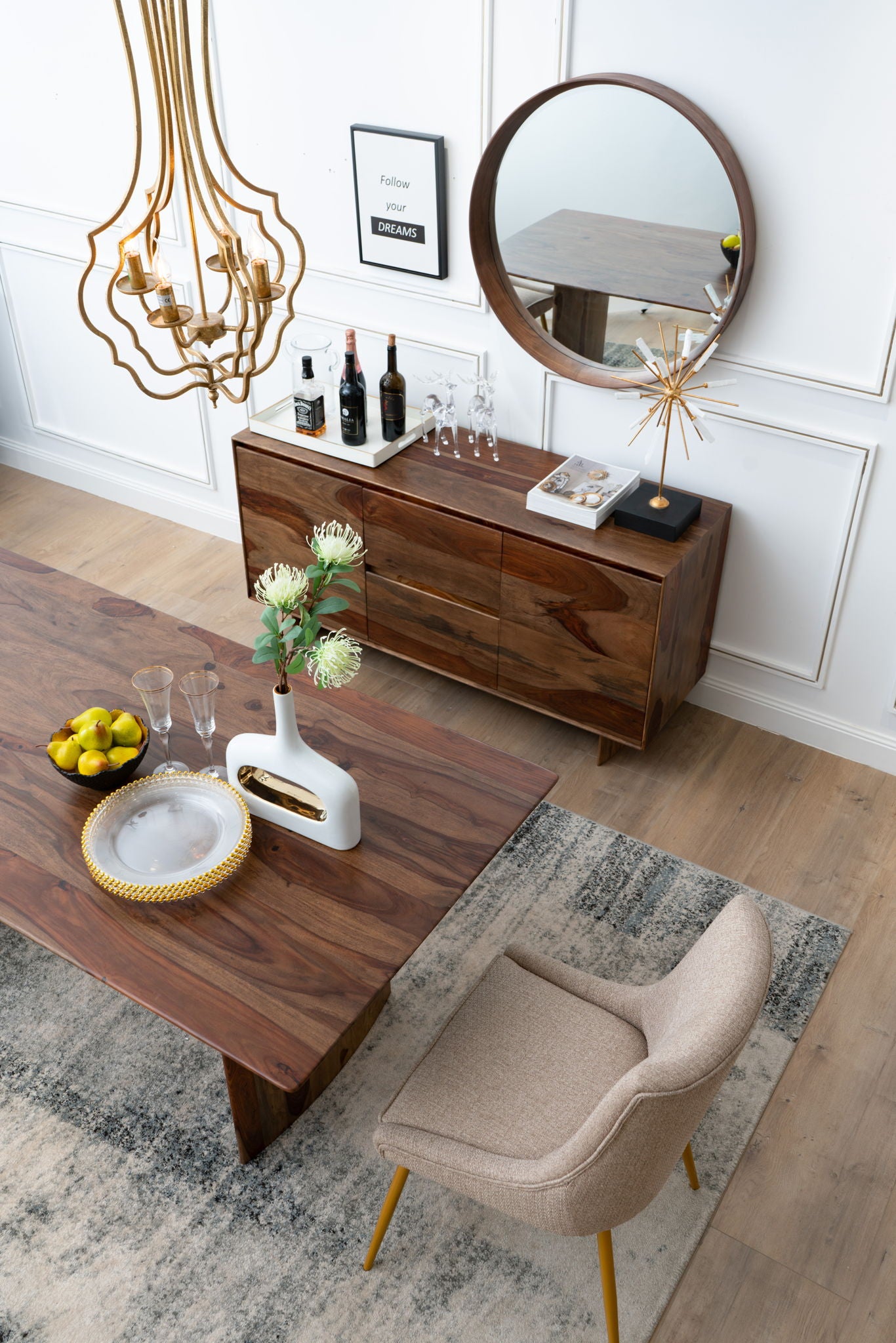 4 Light Chandelier, Hanging Light Fixture With Adjustable Chain For Kitchen, Bulb Not Included - Gold - Best Buy Furniture