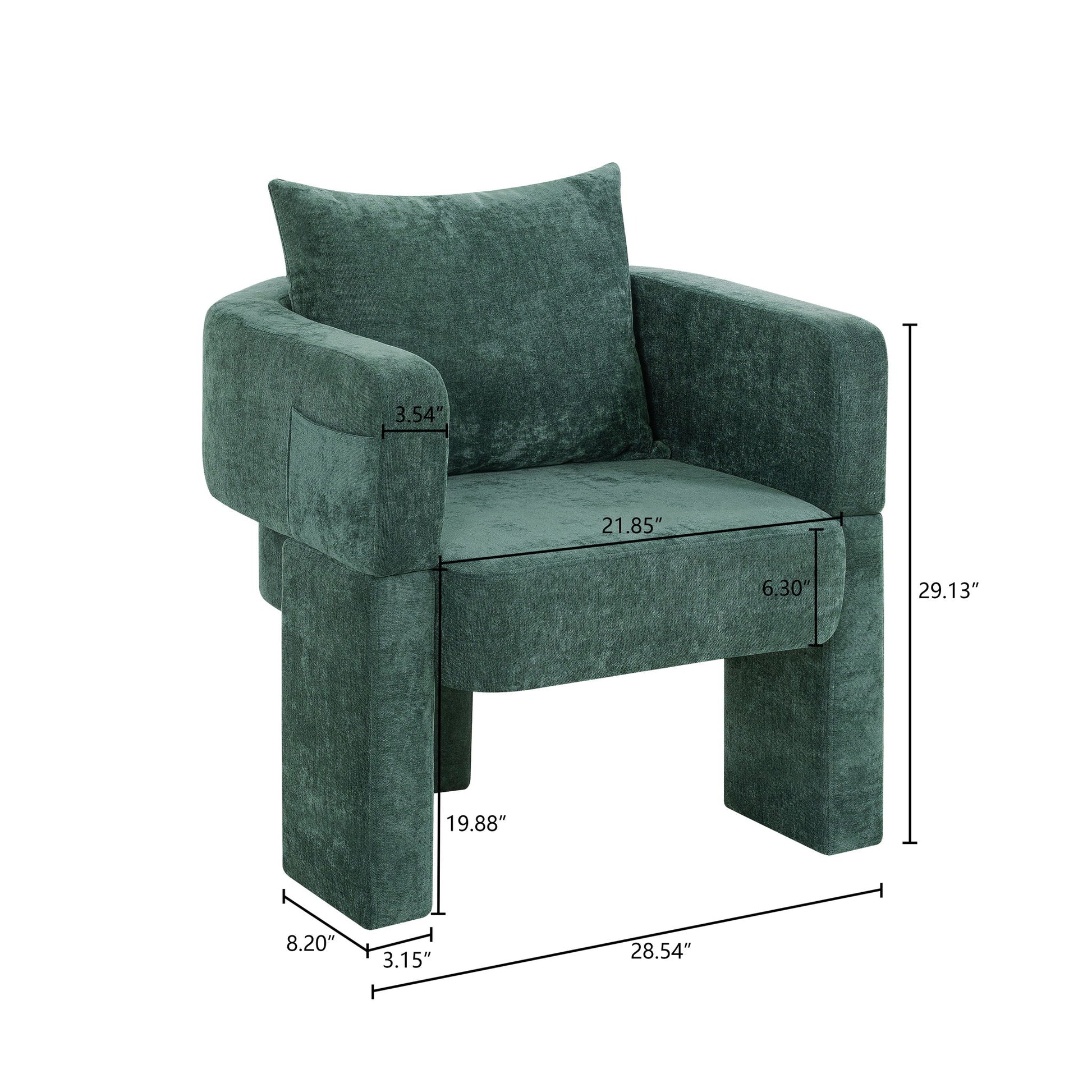 Modern 3 Leg Chenille Accent Chair With Ergonomic Arms & Removable Pillow - Best Buy Furniture