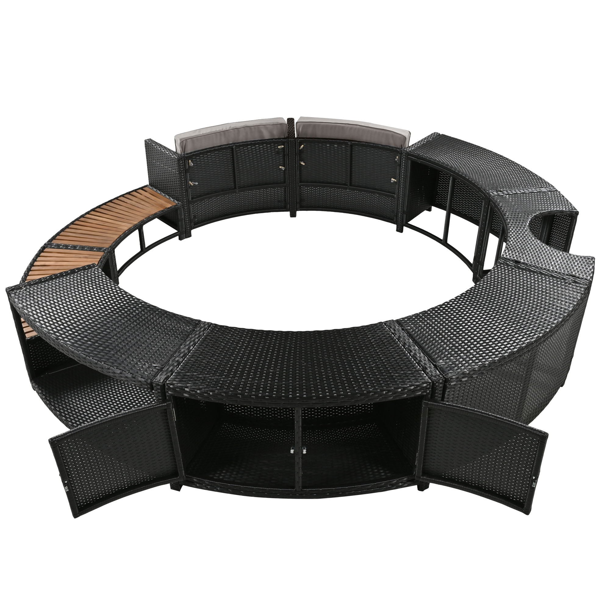 Spa Surround Spa Frame Patio Rattan Sofa Set With Storage Spaces, Mini Sofa And Comfortable Cushion For Patio, Backyard - Best Buy Furniture