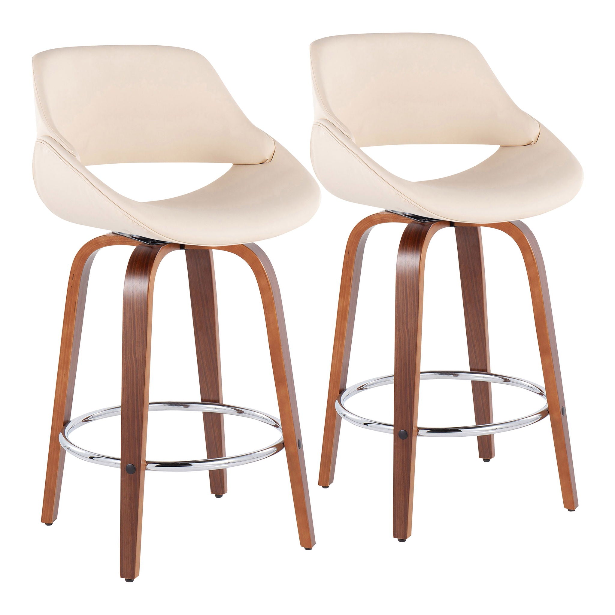 Fabrico - Mid Century Modern, Fixed Height Counter Stool With Round Footrest (Set of 2) - Best Buy Furniture
