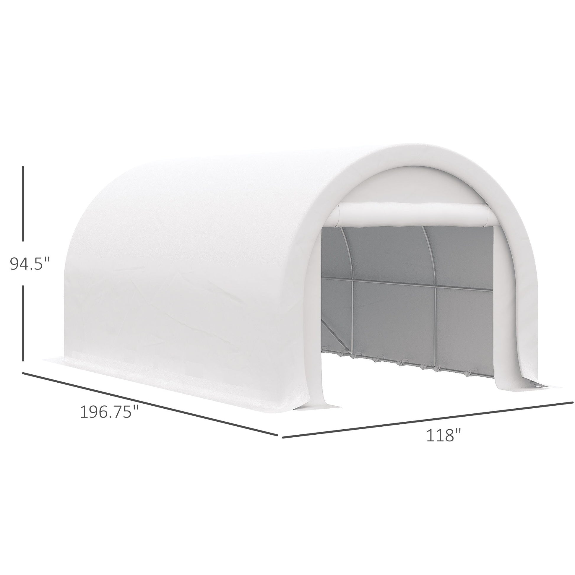 Outsunny - 10' x 16' Carport, Heavy Duty Portable Garage Storage Tent With Large Zippered Door, Anti-Uv Pe Canopy Cover For Car, Truck, Boat, Motorcycle, Bike, Garden Tools, Outdoor Work - Best Buy Furniture