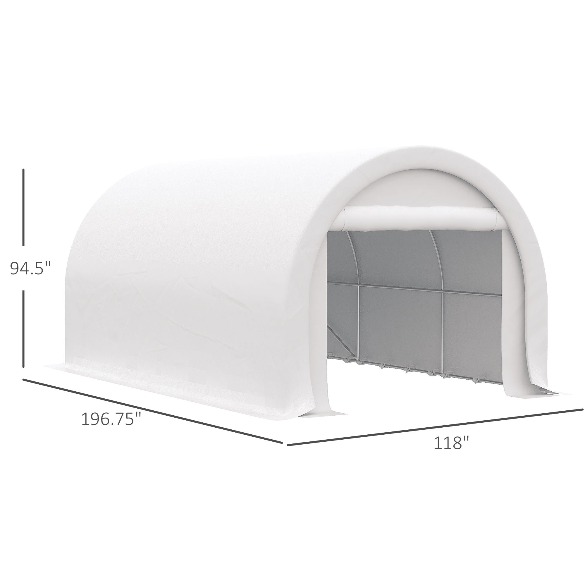 Outsunny - 10' x 16' Carport, Heavy Duty Portable Garage Storage Tent With Large Zippered Door, Anti-Uv Pe Canopy Cover For Car, Truck, Boat, Motorcycle, Bike, Garden Tools, Outdoor Work - Best Buy Furniture