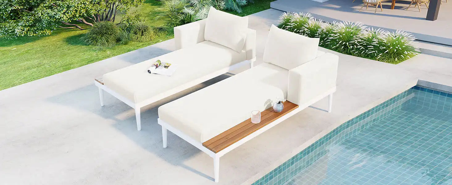 Modern Outdoor Daybed with Faux Marble Top, Beige - Best Buy Furniture