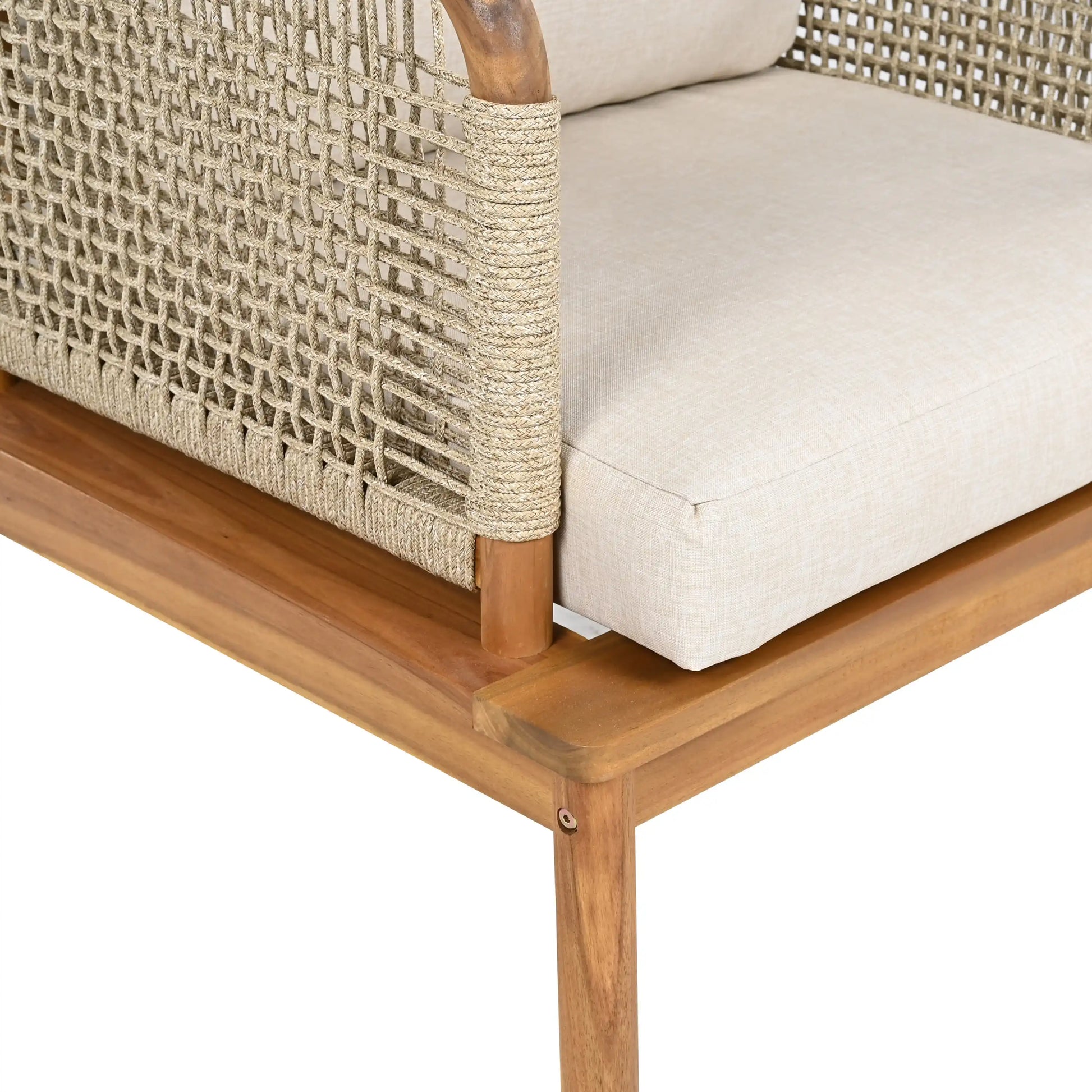 Outdoor 3-piece Acacia Wood and Rope Patio Sofa Set - Best Buy Furniture