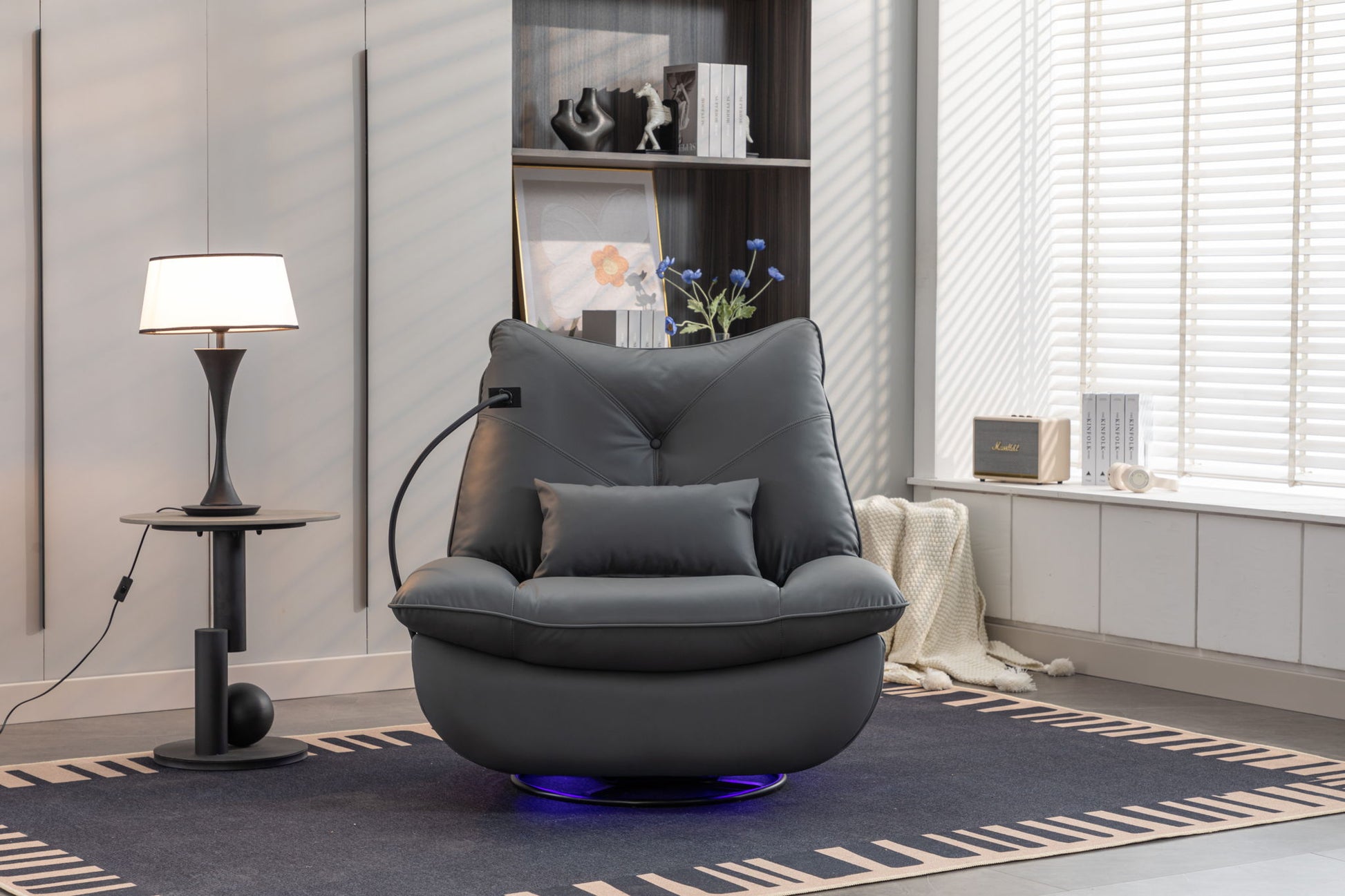 270 Swivel Glider Recliner Chair, Power Recliner Rocking Chair, USB Port Charge For Nursery Chair With Atmosphere Lamp For Living Room Bedroom Apartment - Best Buy Furniture