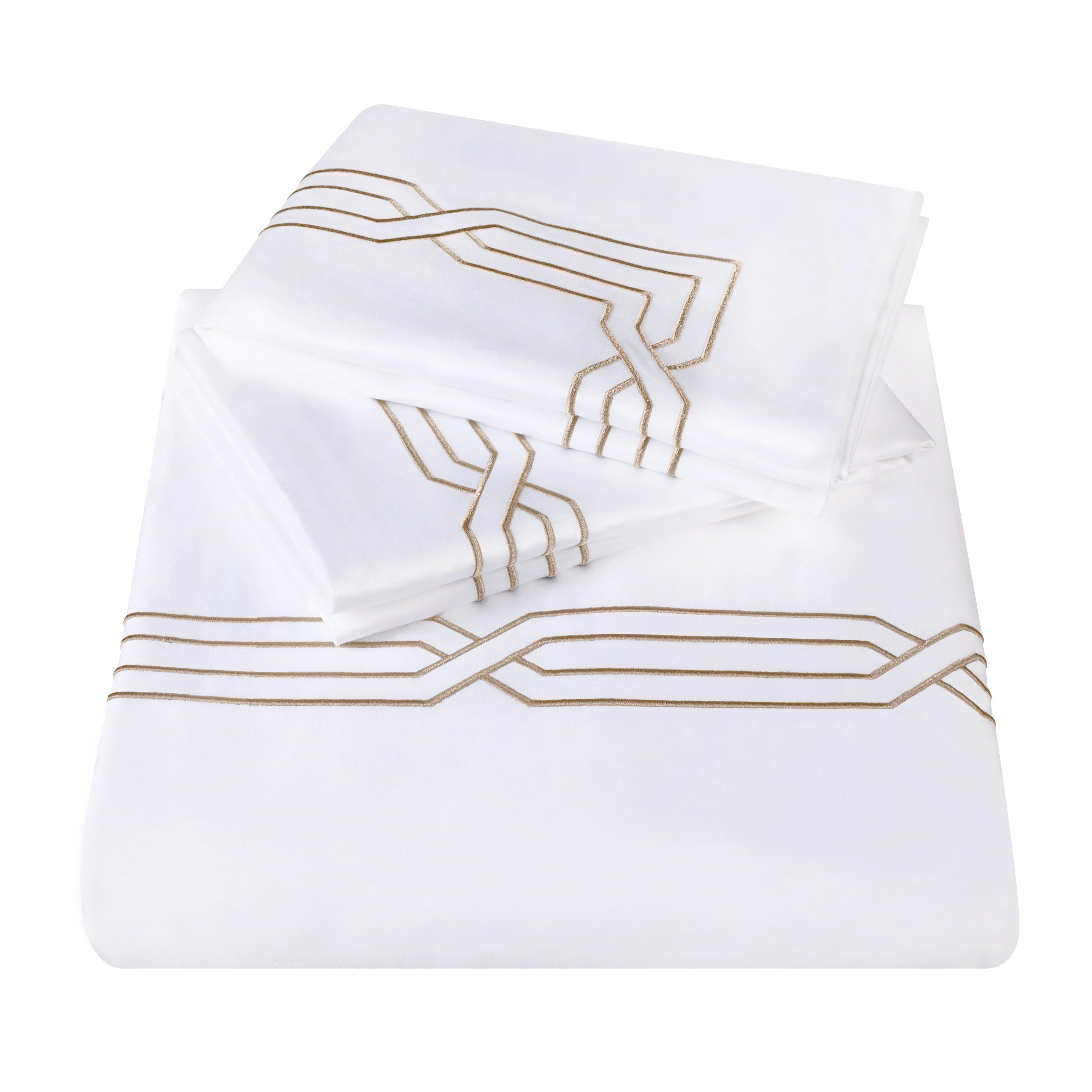 1200 Thread Count Egyptian Cotton Embroidered Scroll Duvet Cover Set
