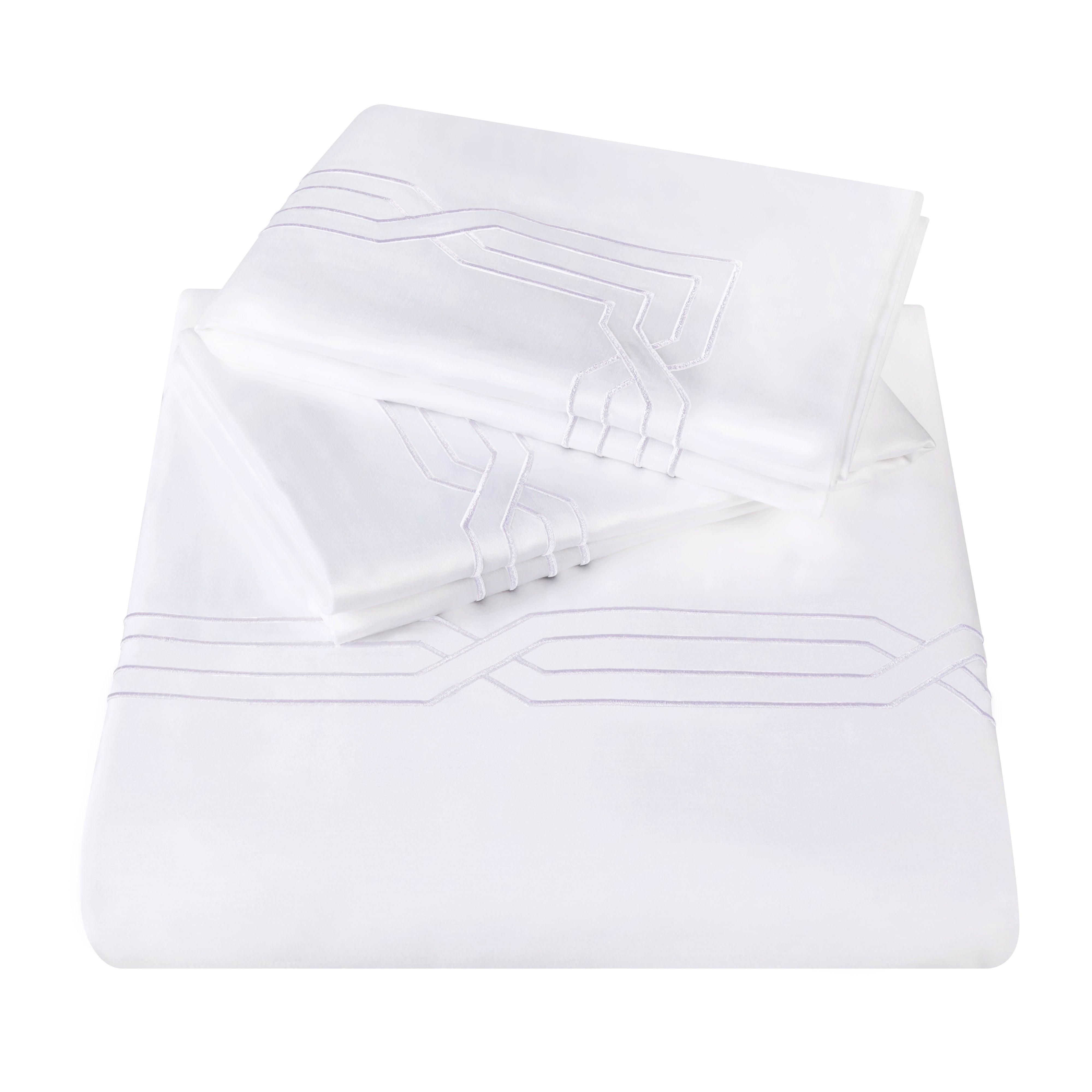 1200 Thread Count Egyptian Cotton Embroidered Scroll Duvet Cover Set