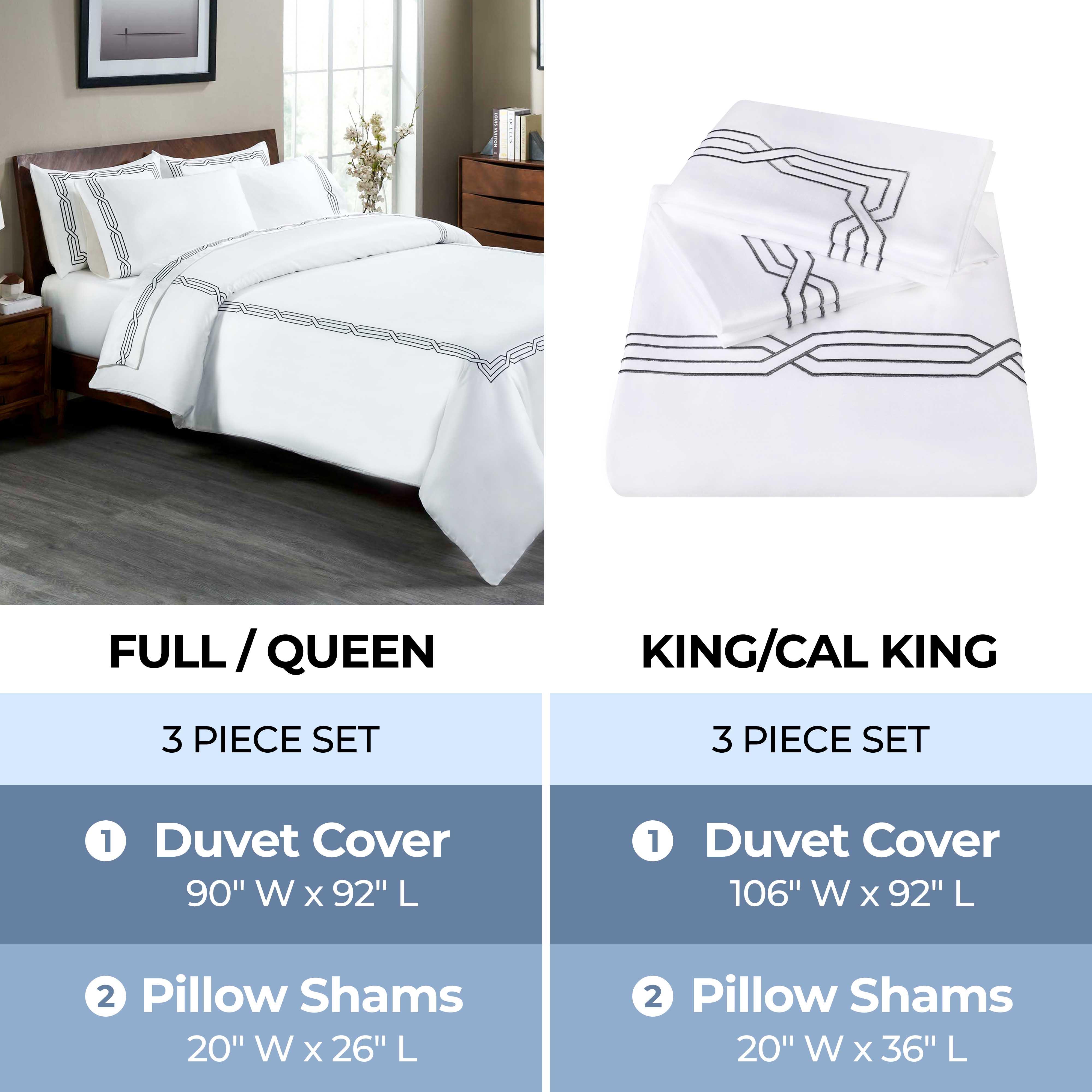 1200 Thread Count Egyptian Cotton Embroidered Scroll Duvet Cover Set