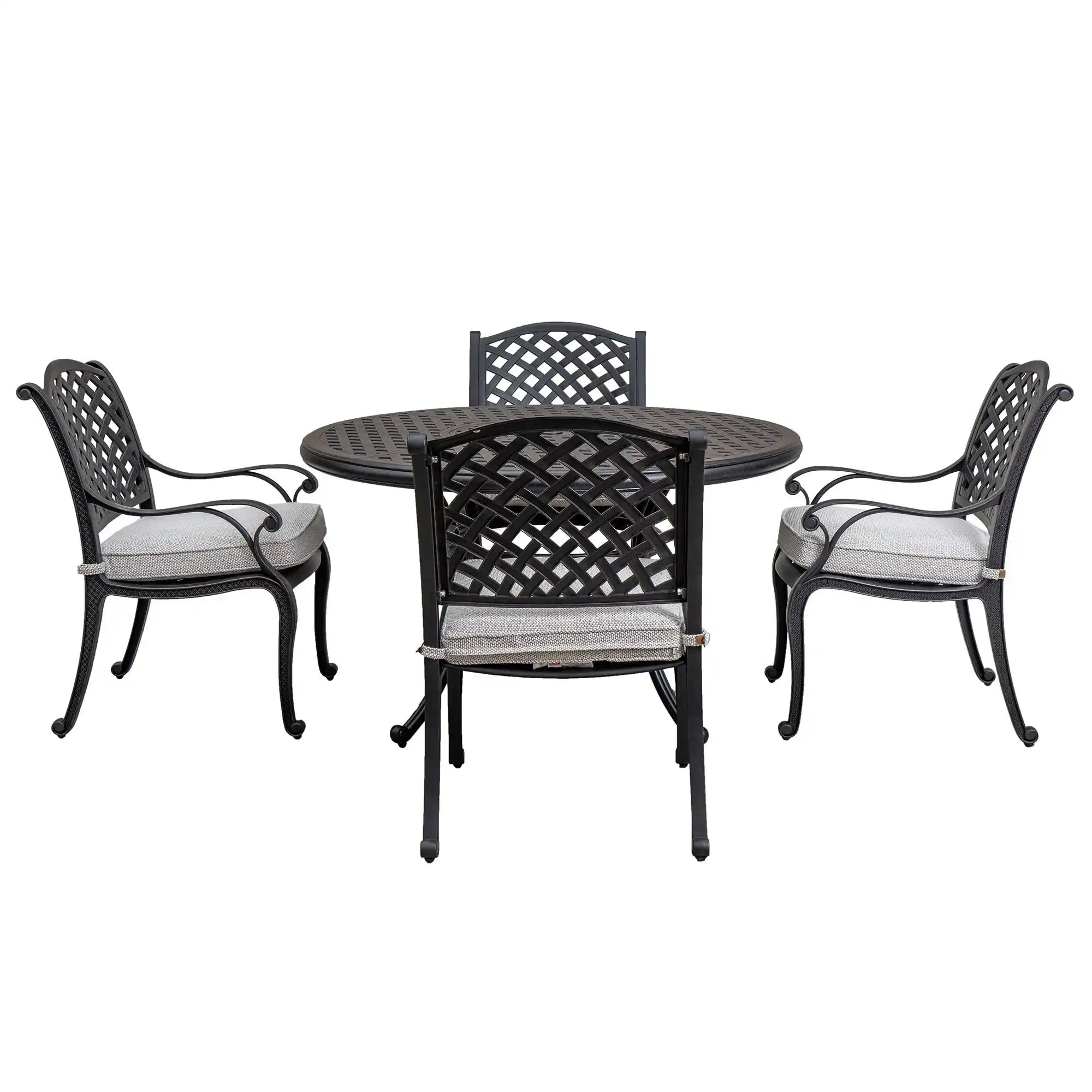Stylish Outdoor 5 Piece Aluminum Dining Set With Cushion (4 Arm Chairs And Table) - Sandstorm - Best Buy Furniture