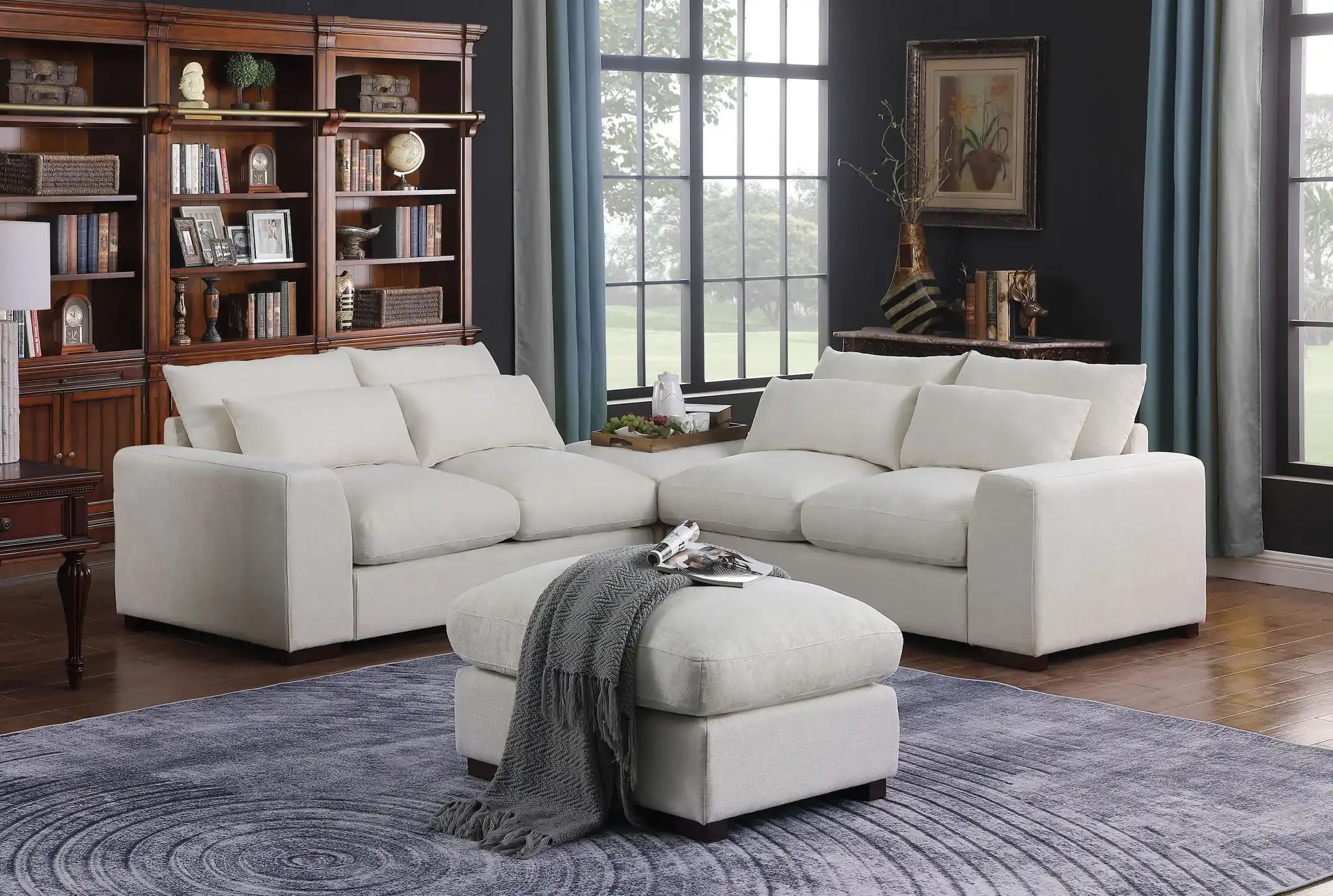 Tatman - Linen Blend Sectional With 2 Ottomans - Best Buy Furniture