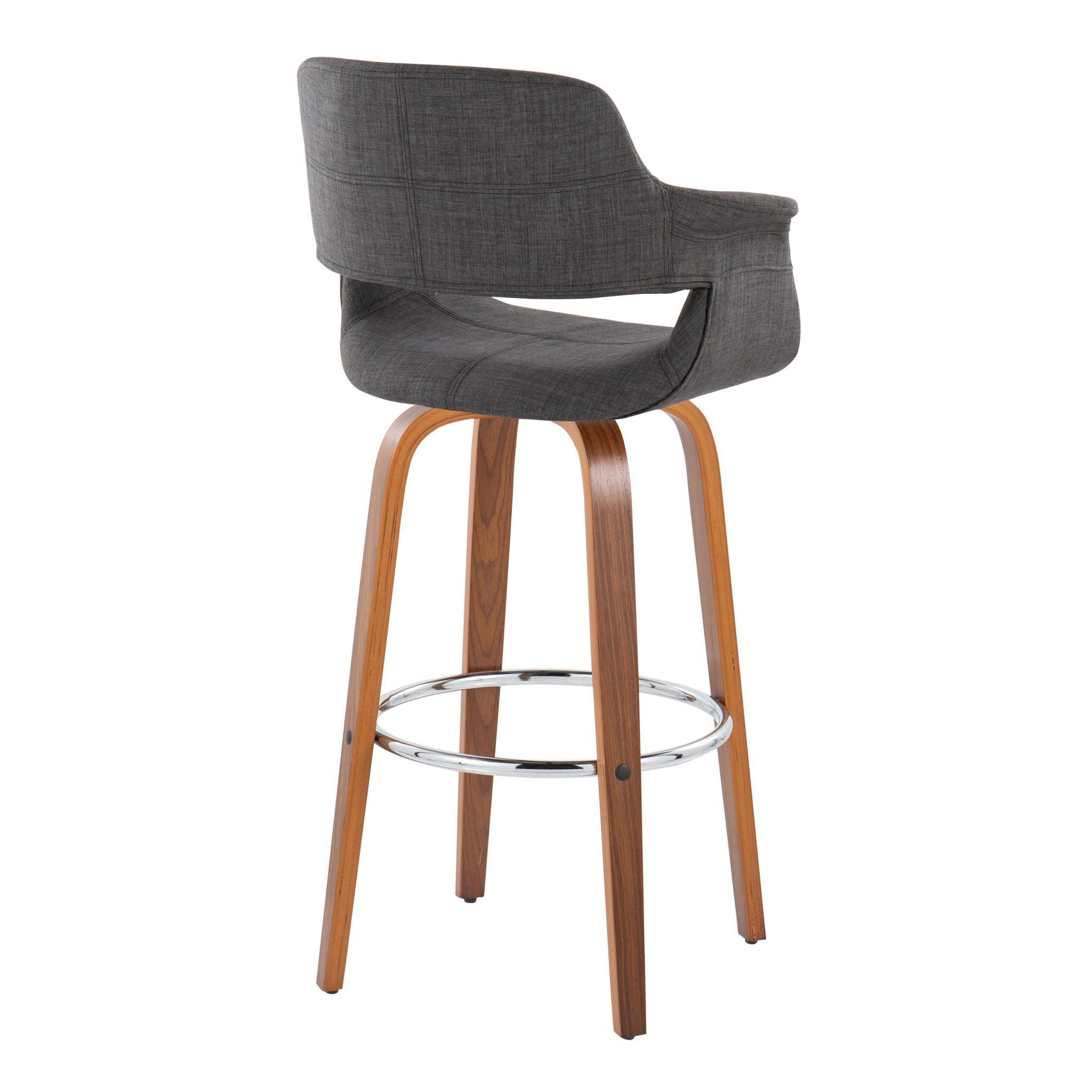 Vintage Flair - Mid Century Modern Fixed Height Barstool With Swivel & Round Footrest (Set of 2) - Best Buy Furniture