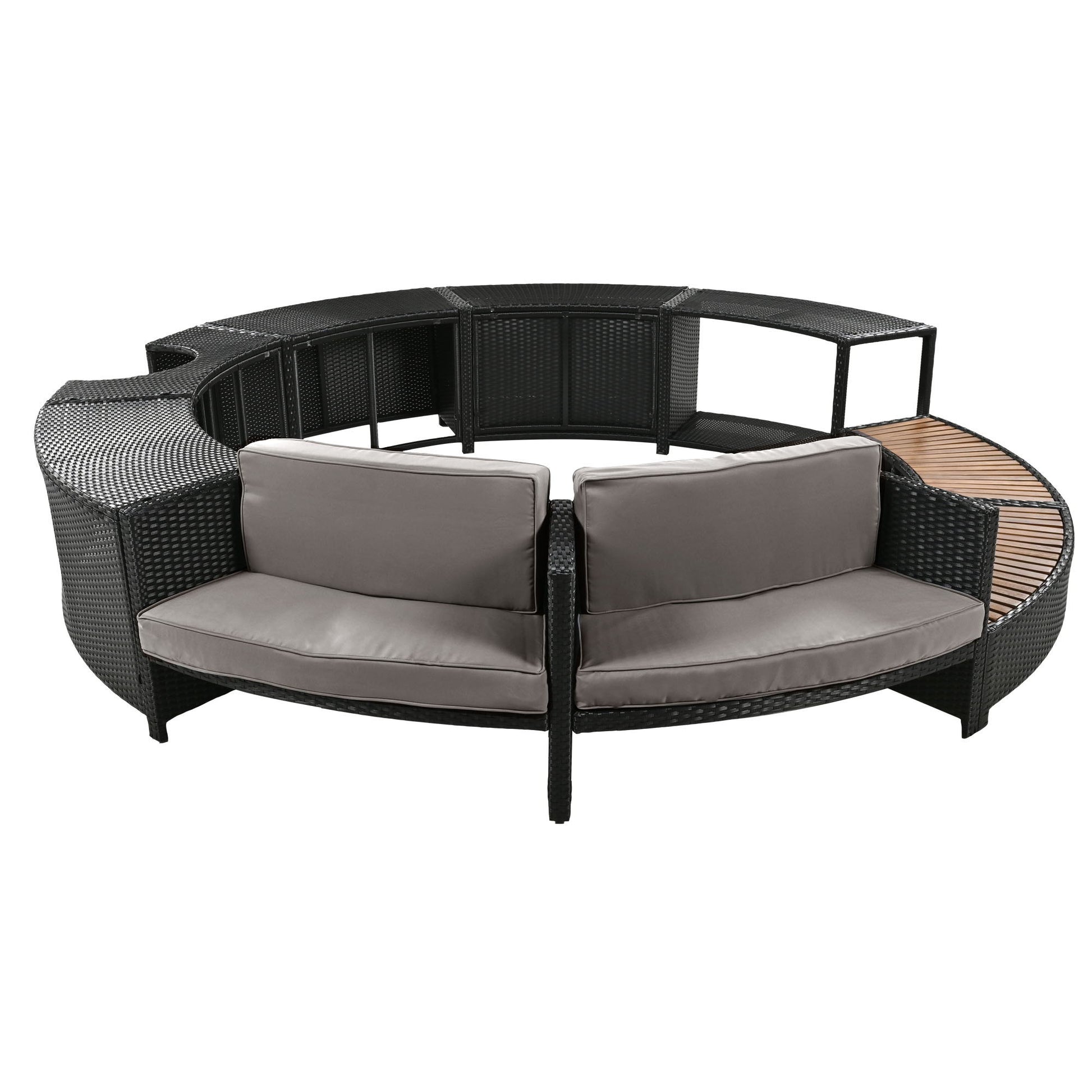 Spa Surround Spa Frame Patio Rattan Sofa Set With Storage Spaces, Mini Sofa And Comfortable Cushion For Patio, Backyard - Best Buy Furniture