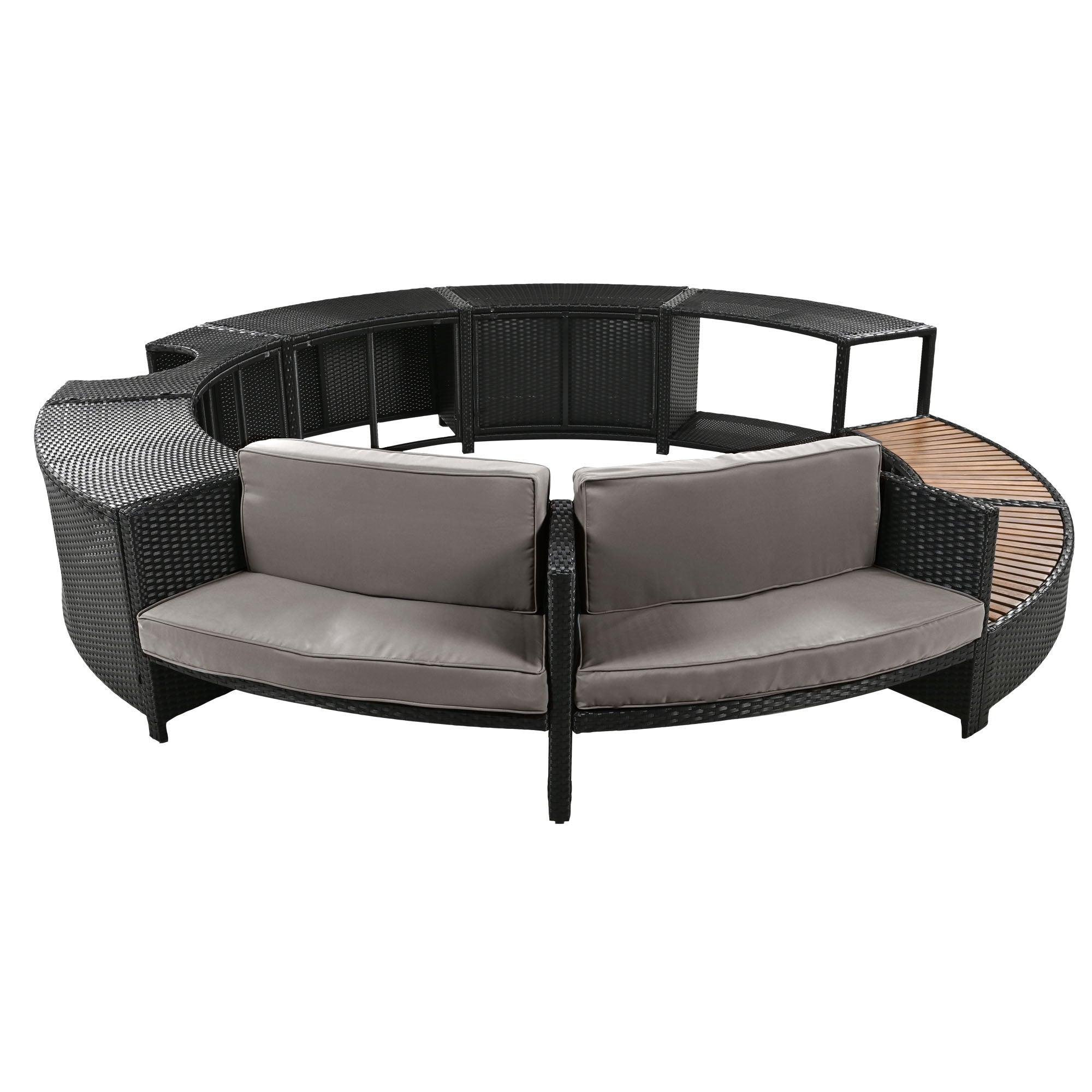 Spa Surround Spa Frame Patio Rattan Sofa Set With Storage Spaces, Mini Sofa And Comfortable Cushion For Patio, Backyard - Best Buy Furniture