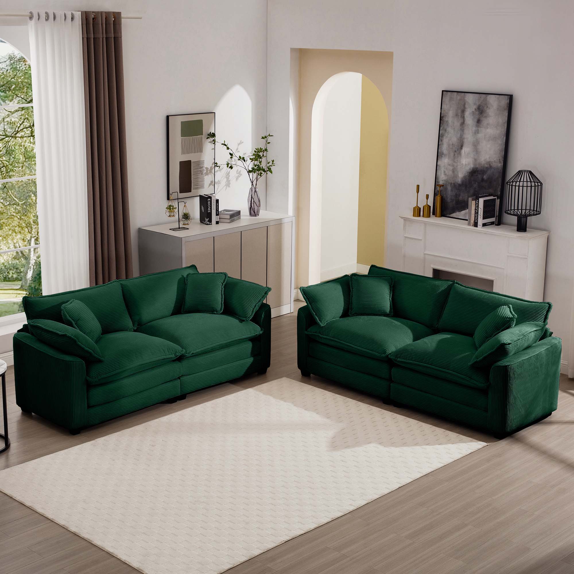 Elegant Corduroy Oversized Sectional Sofa Set With Deep Seats And Flexible Layout - Best Buy Furniture
