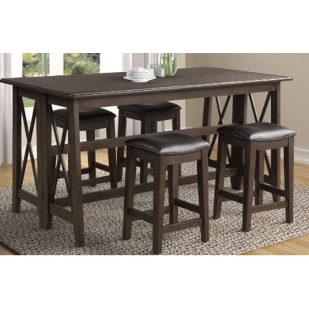 Drop Leaf Table With 4 Stools - Dark Brown - Best Buy Furniture