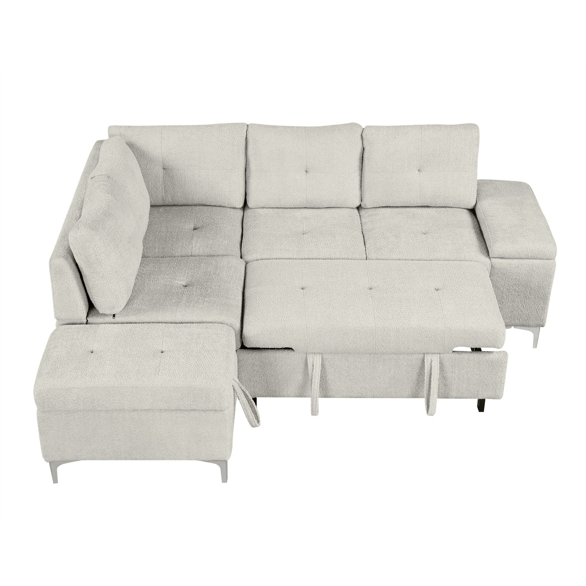 Versatile L Shaped Sofa Bed With Storage, Cup Holders, USB Ports Chenille - Best Buy Furniture