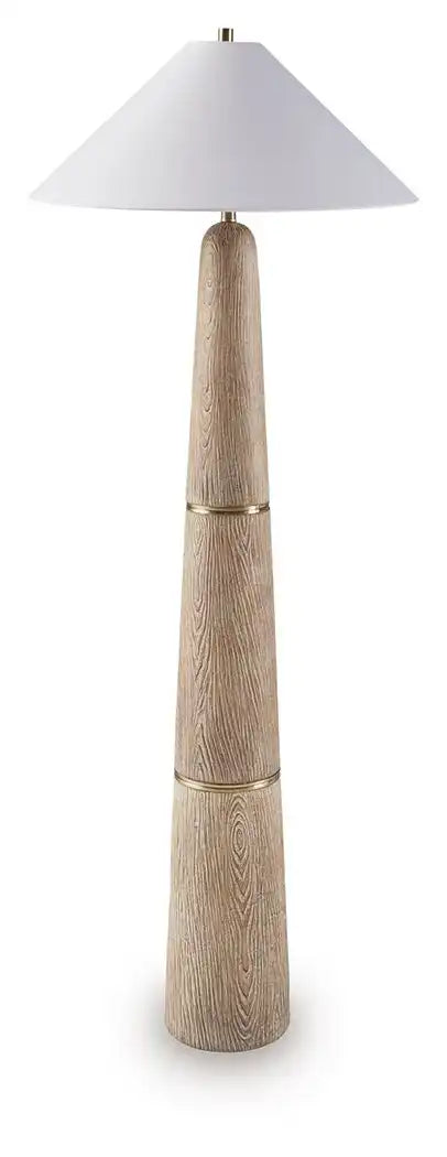 Gasparleigh - Poly Floor Lamp - Brown / Gold Finish - Best Buy Furniture