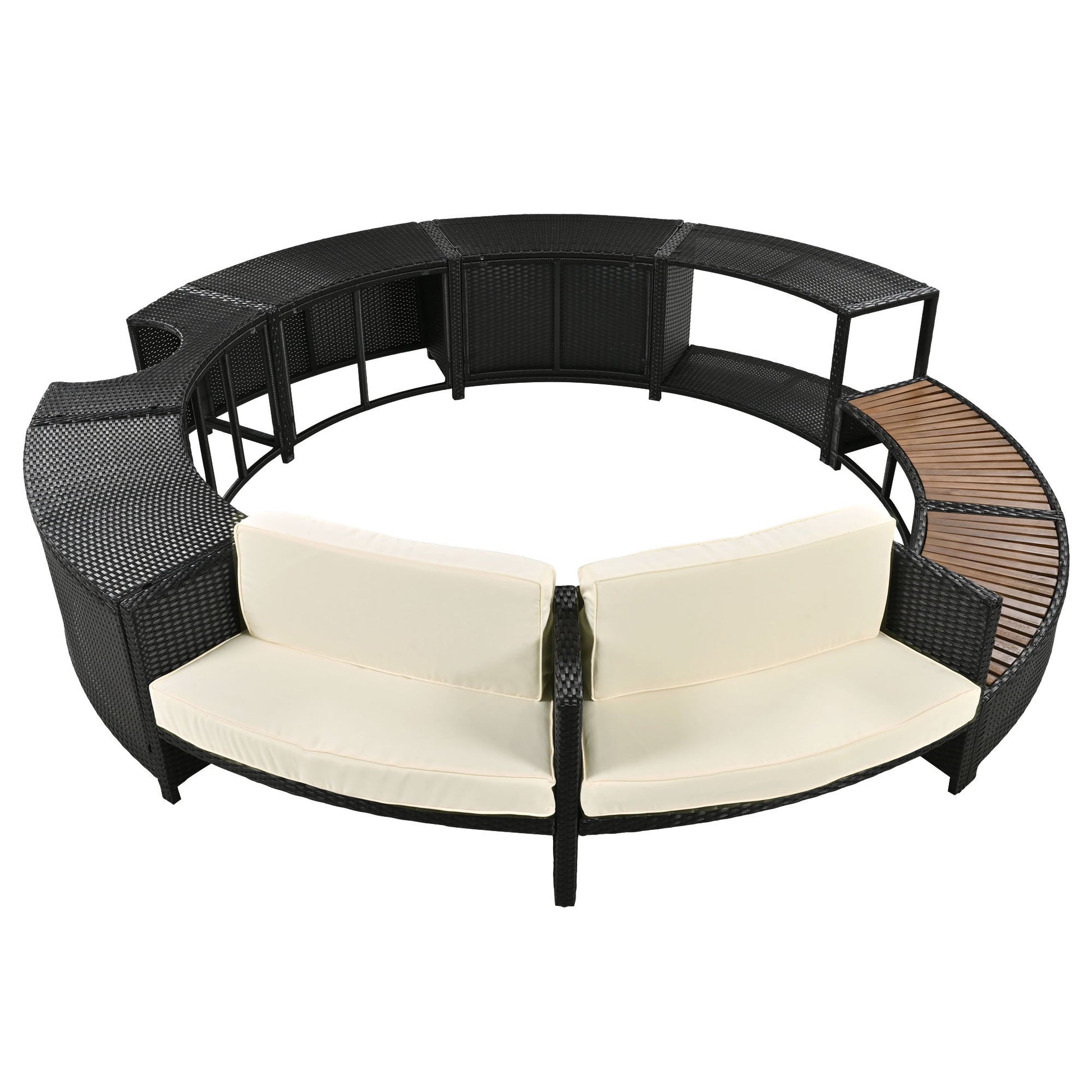 Spa Surround Spa Frame Patio Rattan Sofa Set With Storage Spaces, Mini Sofa And Comfortable Cushion For Patio, Backyard - Best Buy Furniture