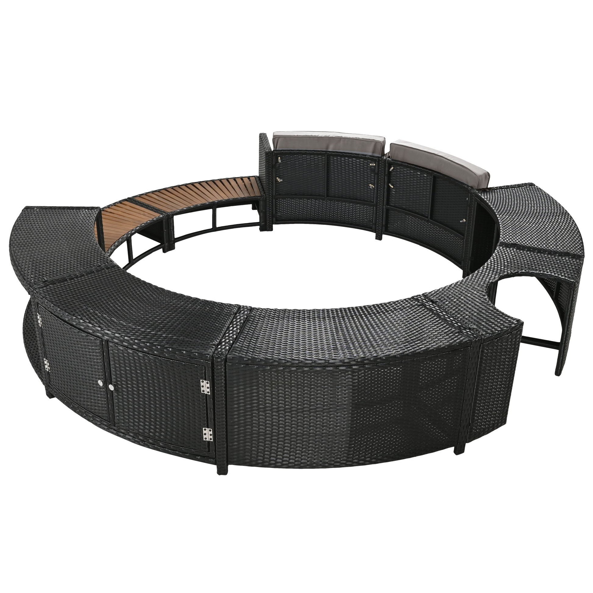 Spa Surround Spa Frame Patio Rattan Sofa Set With Storage Spaces, Mini Sofa And Comfortable Cushion For Patio, Backyard - Best Buy Furniture