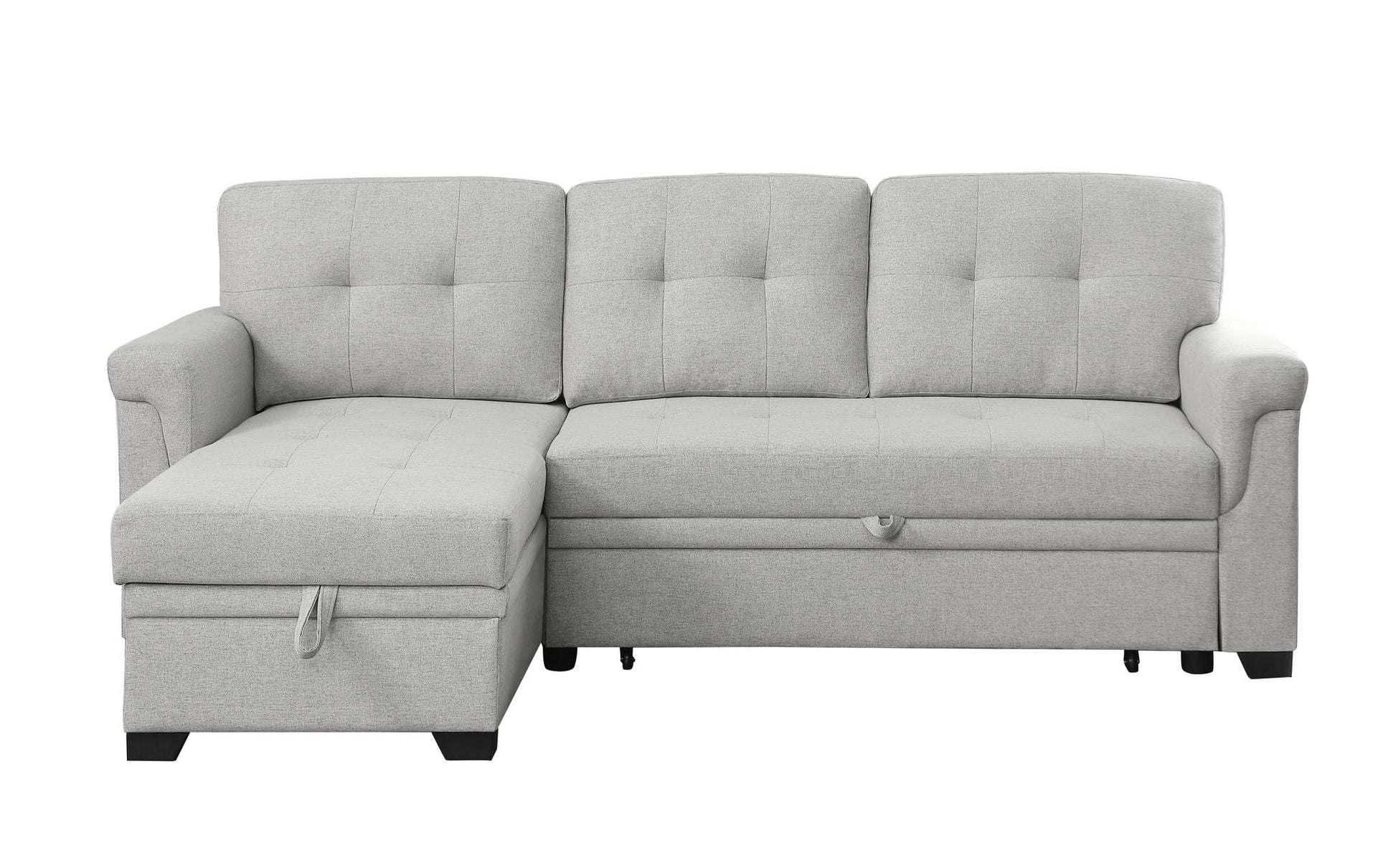 Lucca - Linen Reversible Sleeper Sectional Sofa With Storage Chaise - Best Buy Furniture