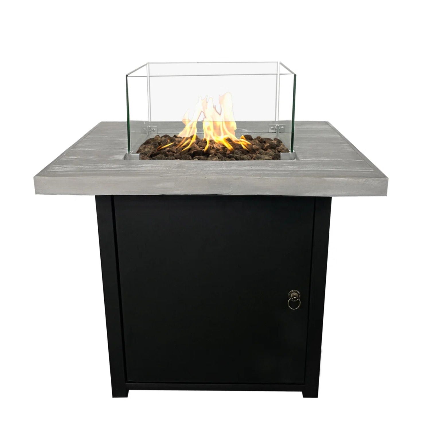 Reinforced - Propane Fire Pit Table - Black / Gray - Best Buy Furniture