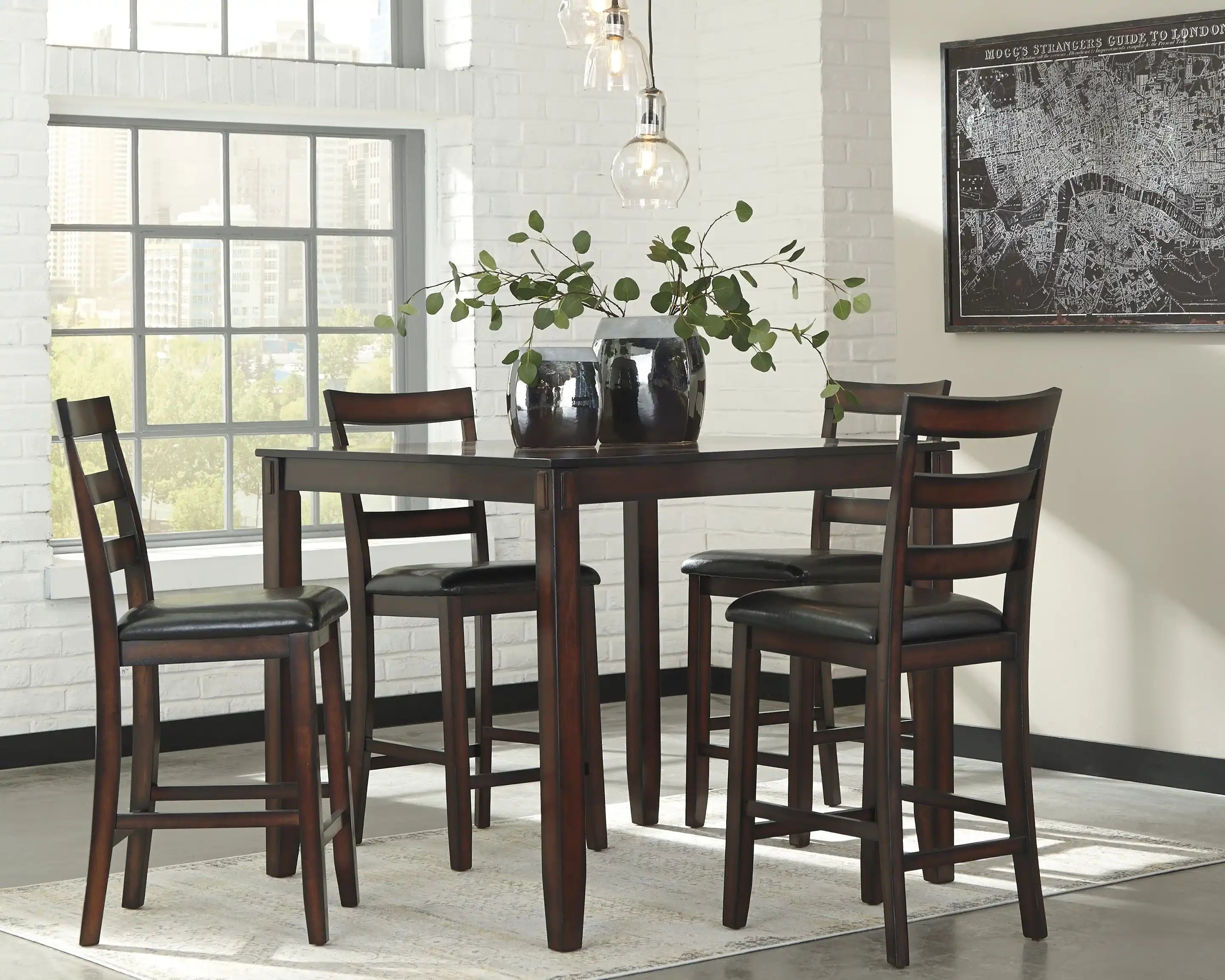 Coviar - DRM Counter Table Set (Set of 5) - Brown - Best Buy Furniture