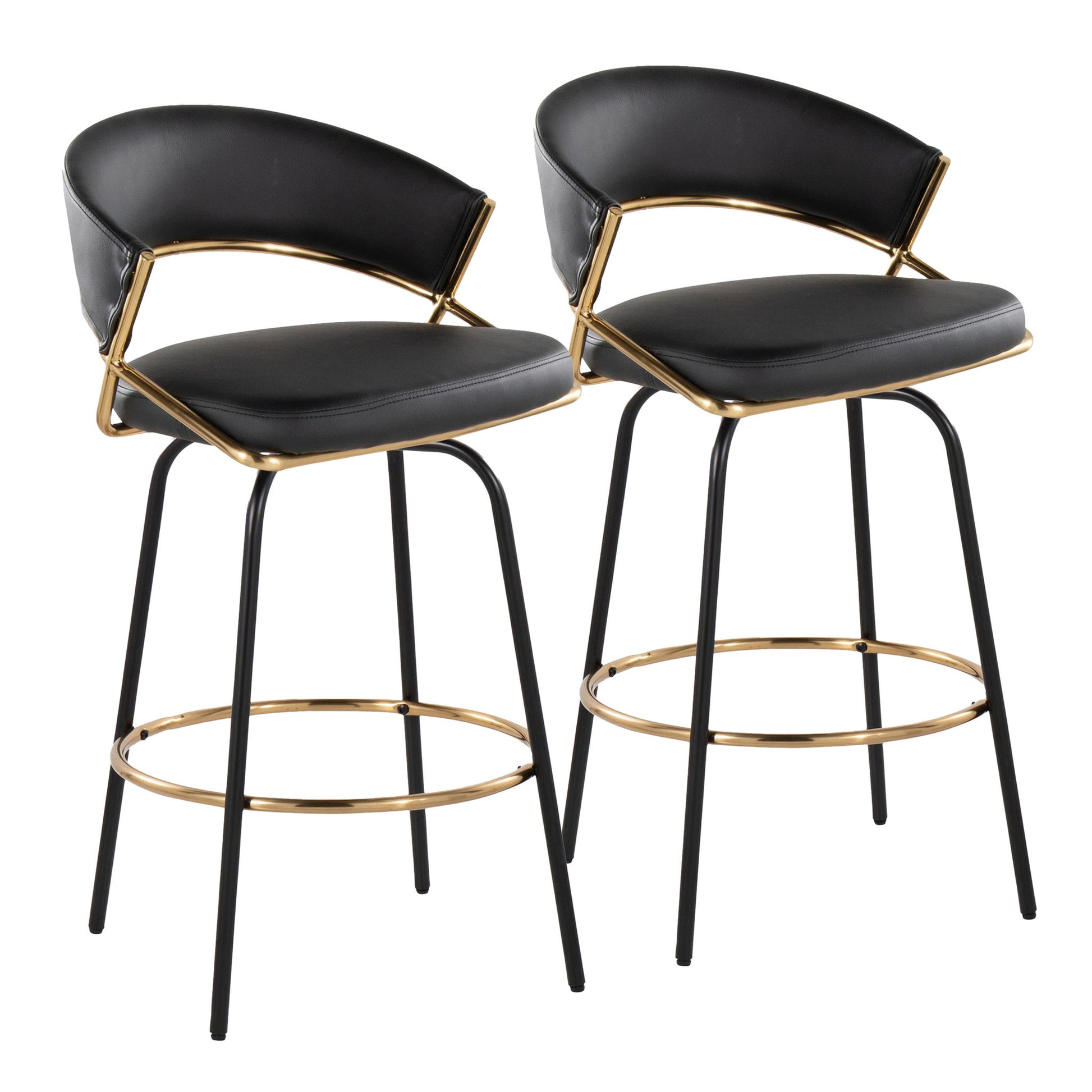 Jie - Fixed Height Contemporary Counter Stool With Swivel Round Footrest (Set of 2) - Best Buy Furniture