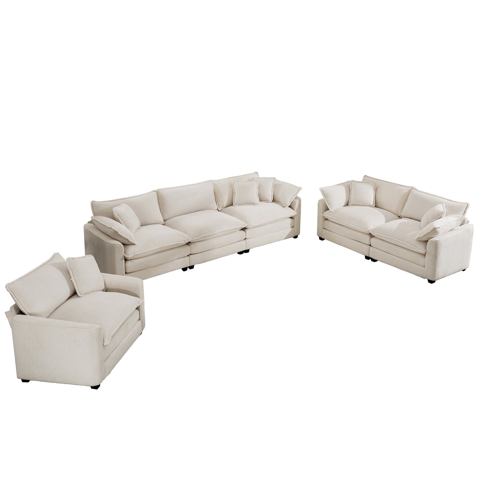 Elegant Corduroy Oversized Sectional Sofa Set With Deep Seats And Flexible Layout - Best Buy Furniture