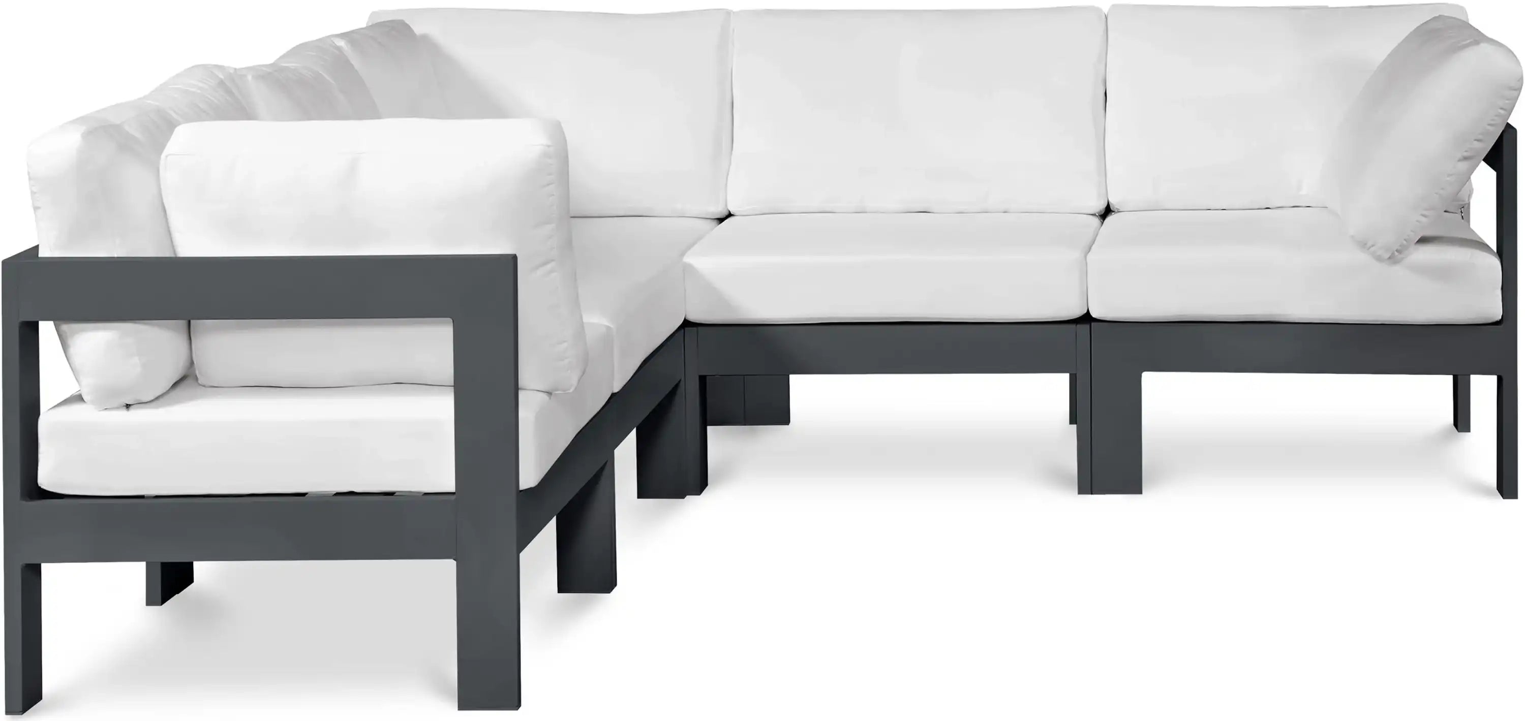 Nizuc - Outdoor Patio 5 Piece Modular Sectional With Gray Frame - Best Buy Furniture