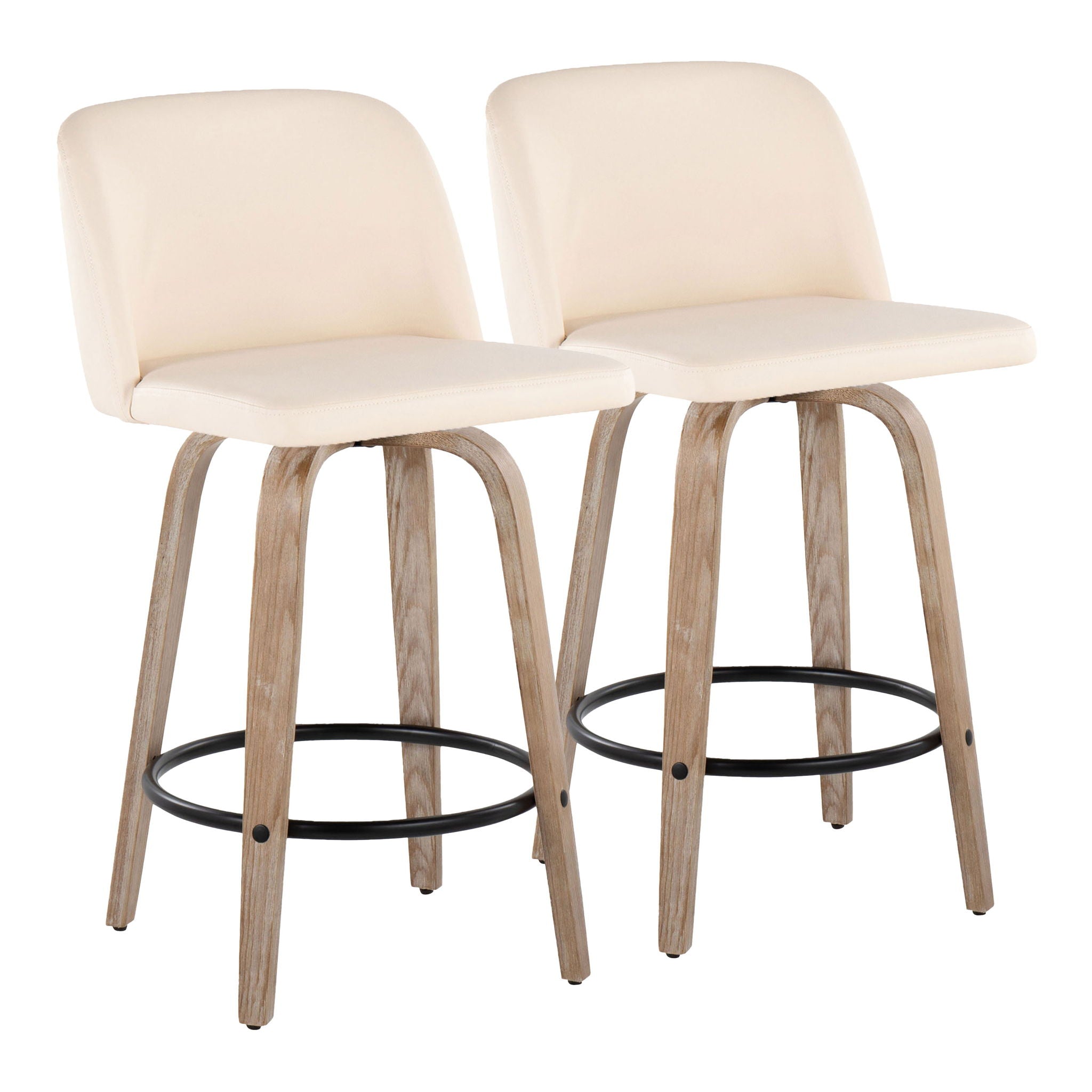 Toriano - Contemporary Fixed-Height Counter Stool & Swivel With Round Footrest (Set of 2) - Best Buy Furniture