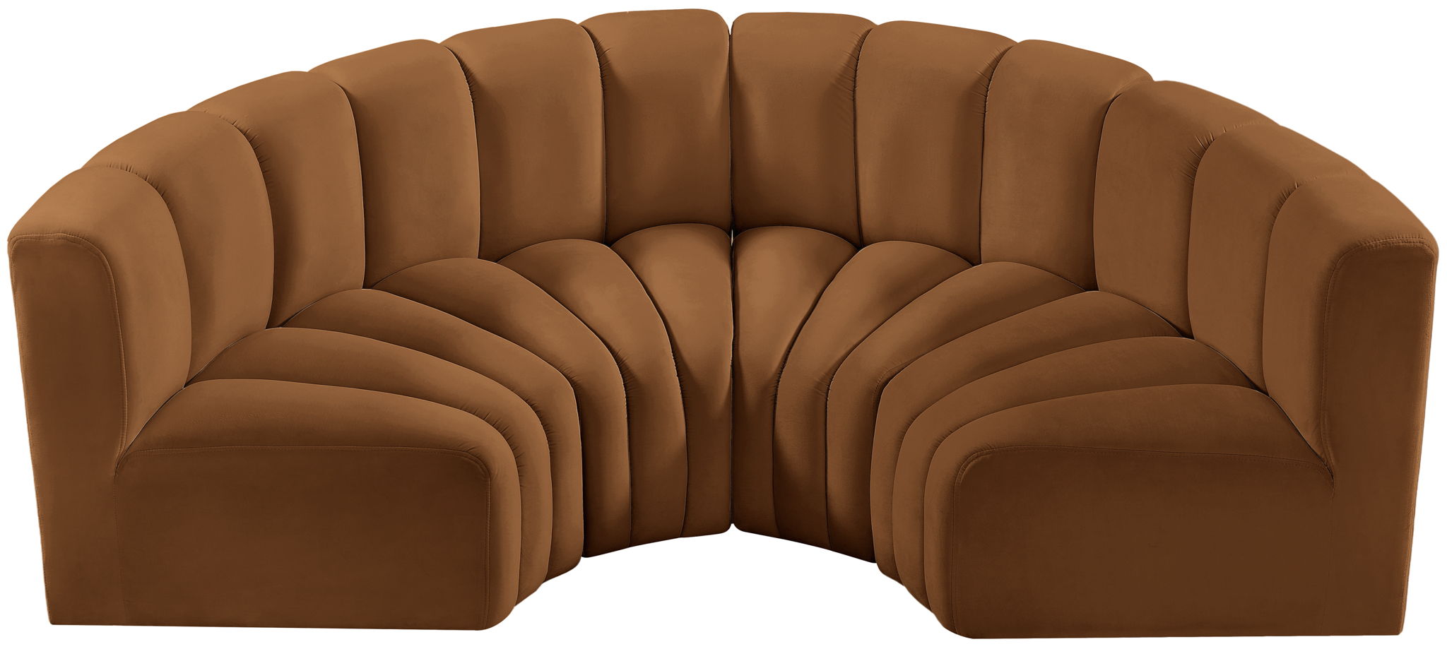 Arc - Velvet 4 Piece U-Shaped Modular Sofa - Saddle - Best Buy Furniture