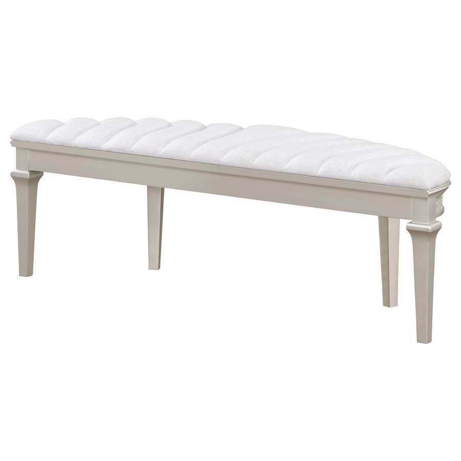 Evangeline - Curved Fabric Upholstered Bench - Silver Oak - Best Buy Furniture