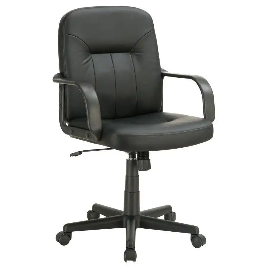 Minato - Upholstered Adjustable Home Office Desk Chair - Black - Best Buy Furniture