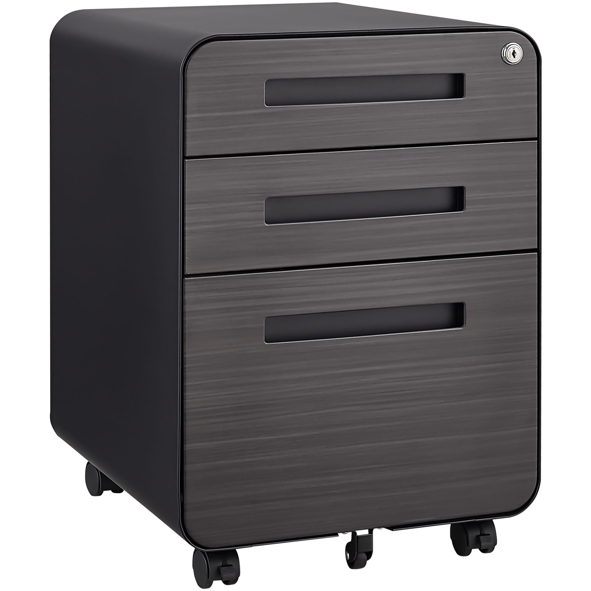 3 Drawer Mobile File Cabinet Under Desk Office, Simple Style Versatile Storage Cabinet For Legal / Letter / A4 Files, 5 Wheel Design Anti-Tilting Cold Rolled Steel Waterproof Moisture-Proof - Best Buy Furniture