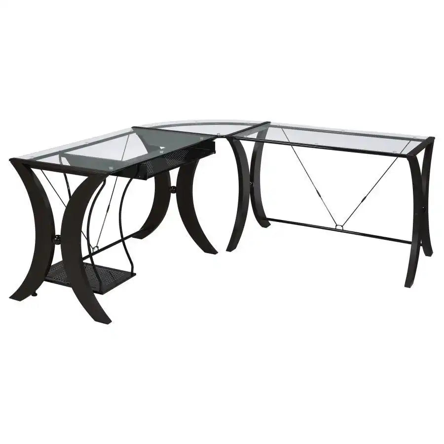 Monterey - Glass Top L-Shape Computer Desk - Cappuccino - Best Buy Furniture