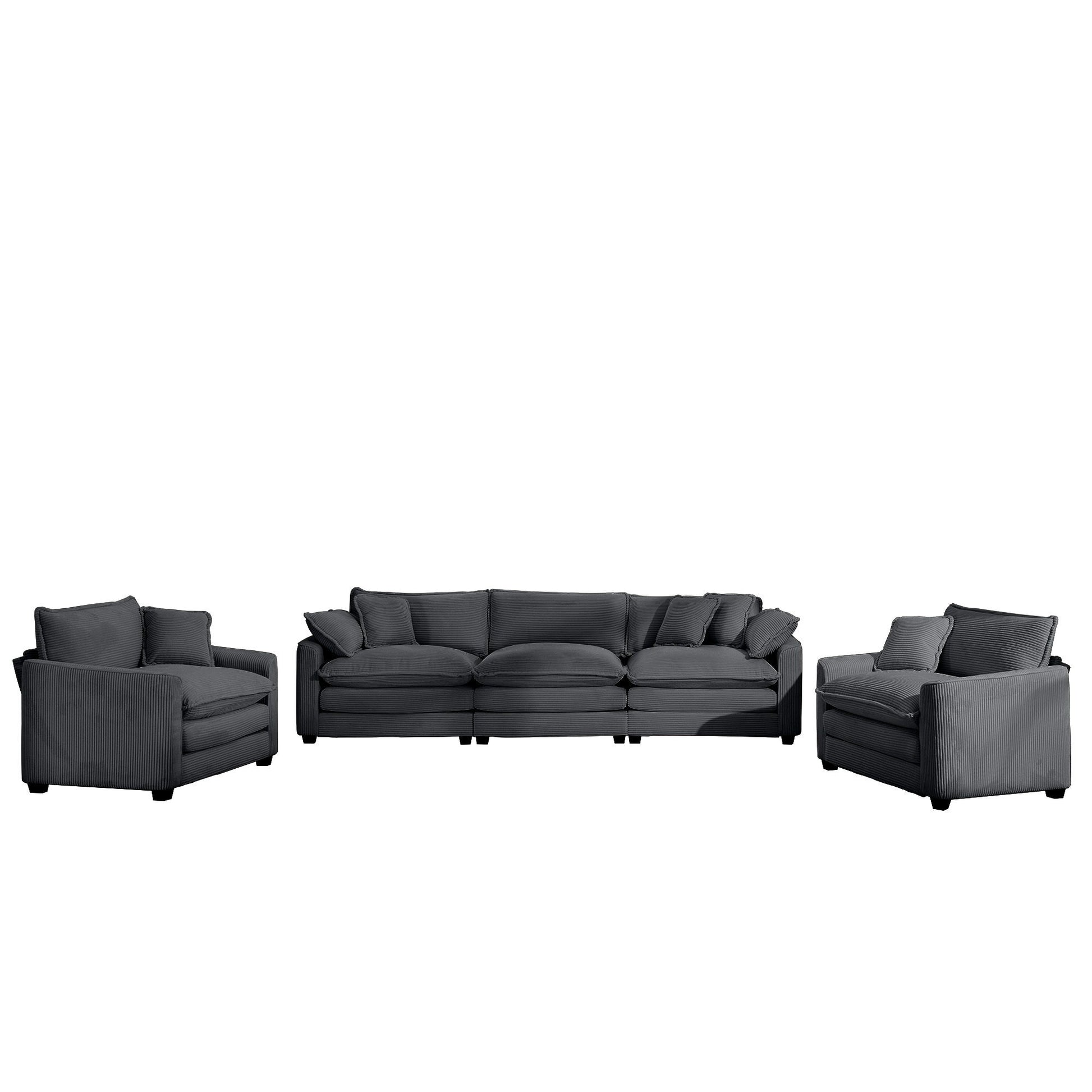 Elegant Corduroy Oversized Sectional Sofa Set With Deep Seats And Flexible Layout - Best Buy Furniture