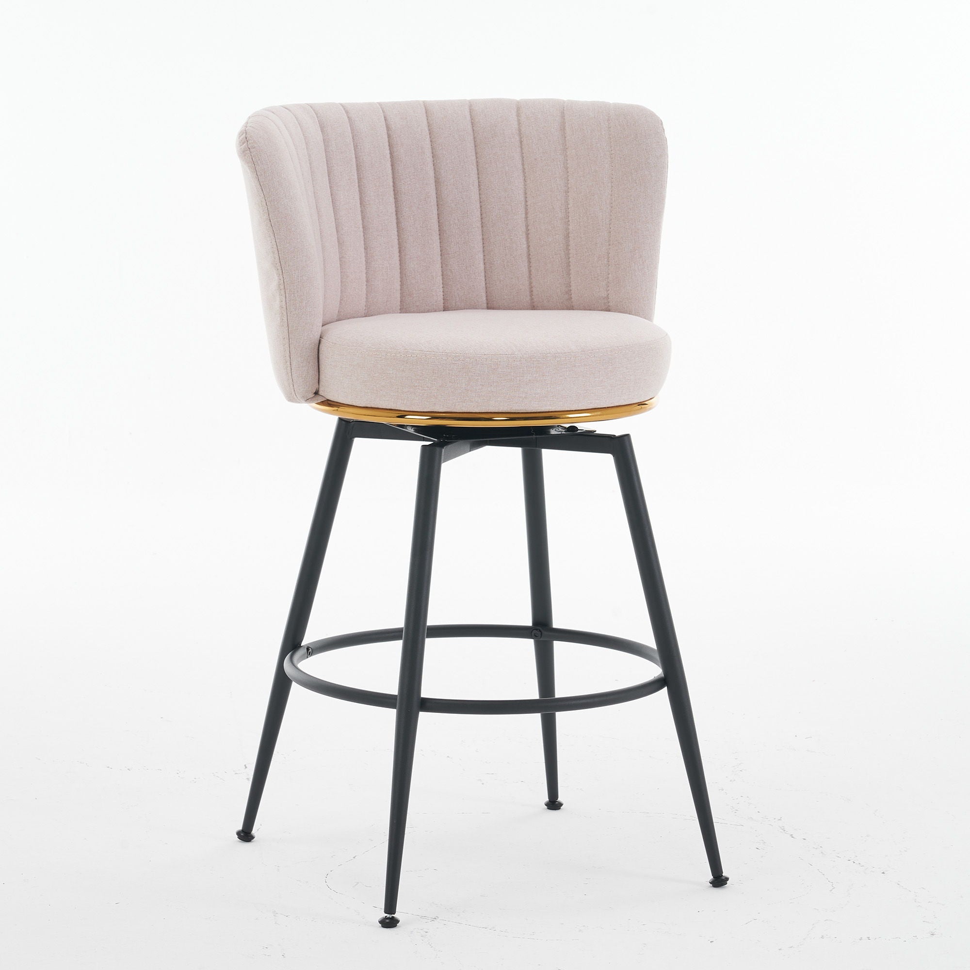 Swivel Bar Stools, High-Back, Adjustable, Upholstered With Elegant Metal Back Accents For Kitchen, Bar, Or Dining Room (Set of 2) - Best Buy Furniture