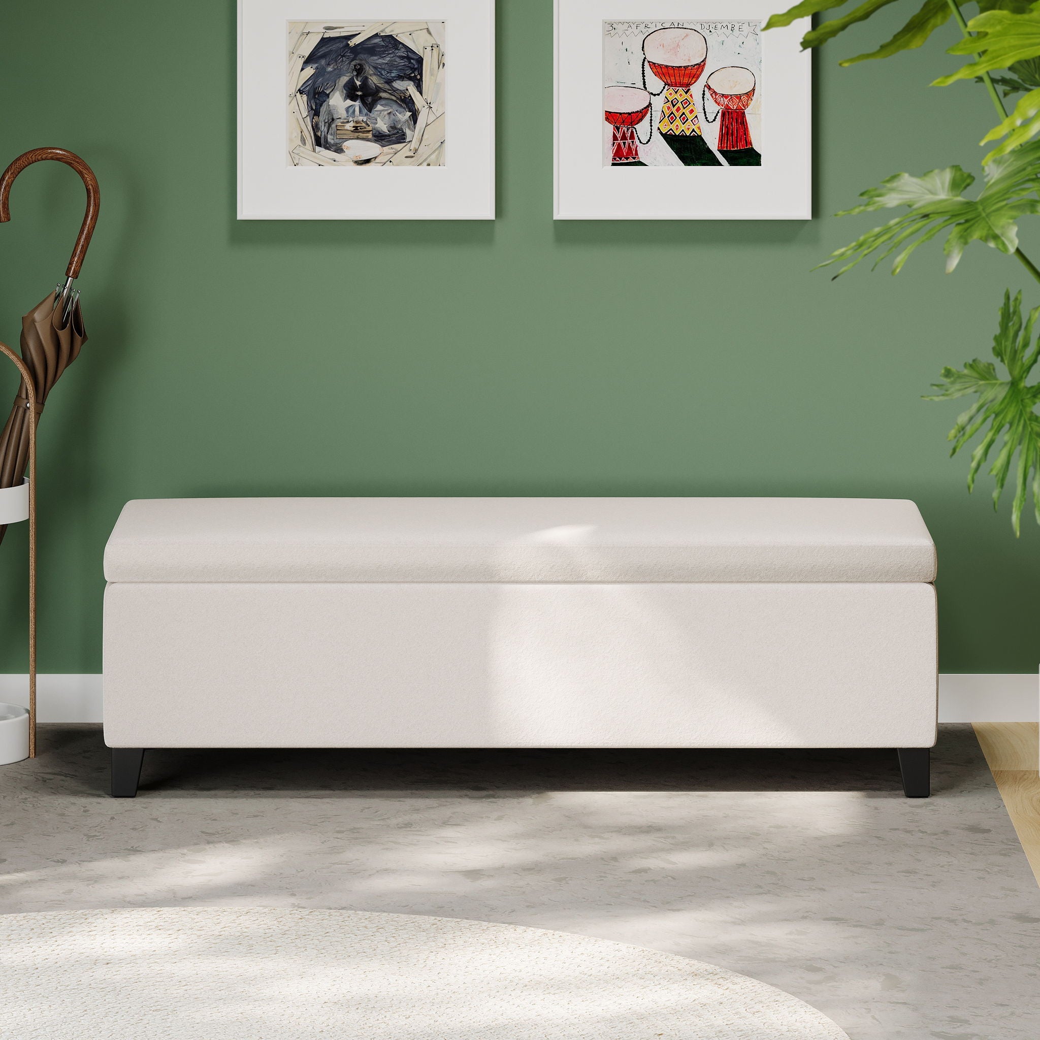 Storage Ottoman For Living Room, Bedroom - White - Best Buy Furniture