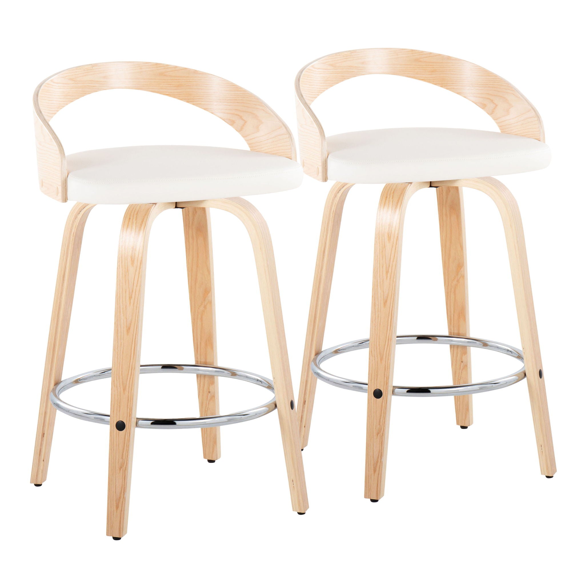 Grotto - Contemporary Fixed Height Counter Stool With Swivel With Round Footrest (Set of 2) - Best Buy Furniture