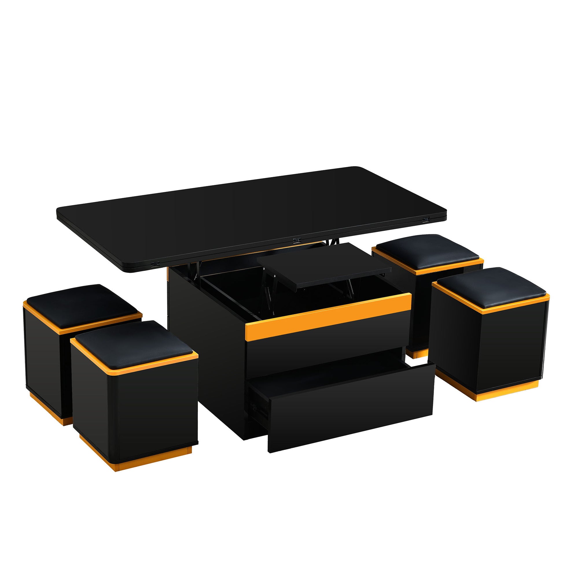Multi Functional Adjustable Coffee Table With 4 Storage Stools - Best Buy Furniture