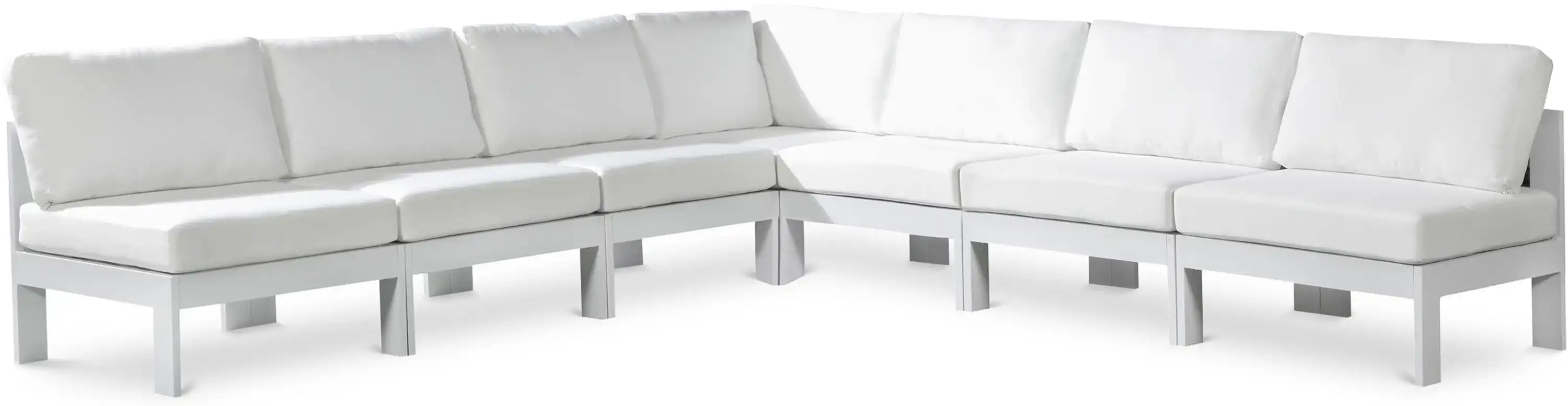 Nizuc - Outdoor Patio 7 Piece Modular Sectional With White Frame - Best Buy Furniture